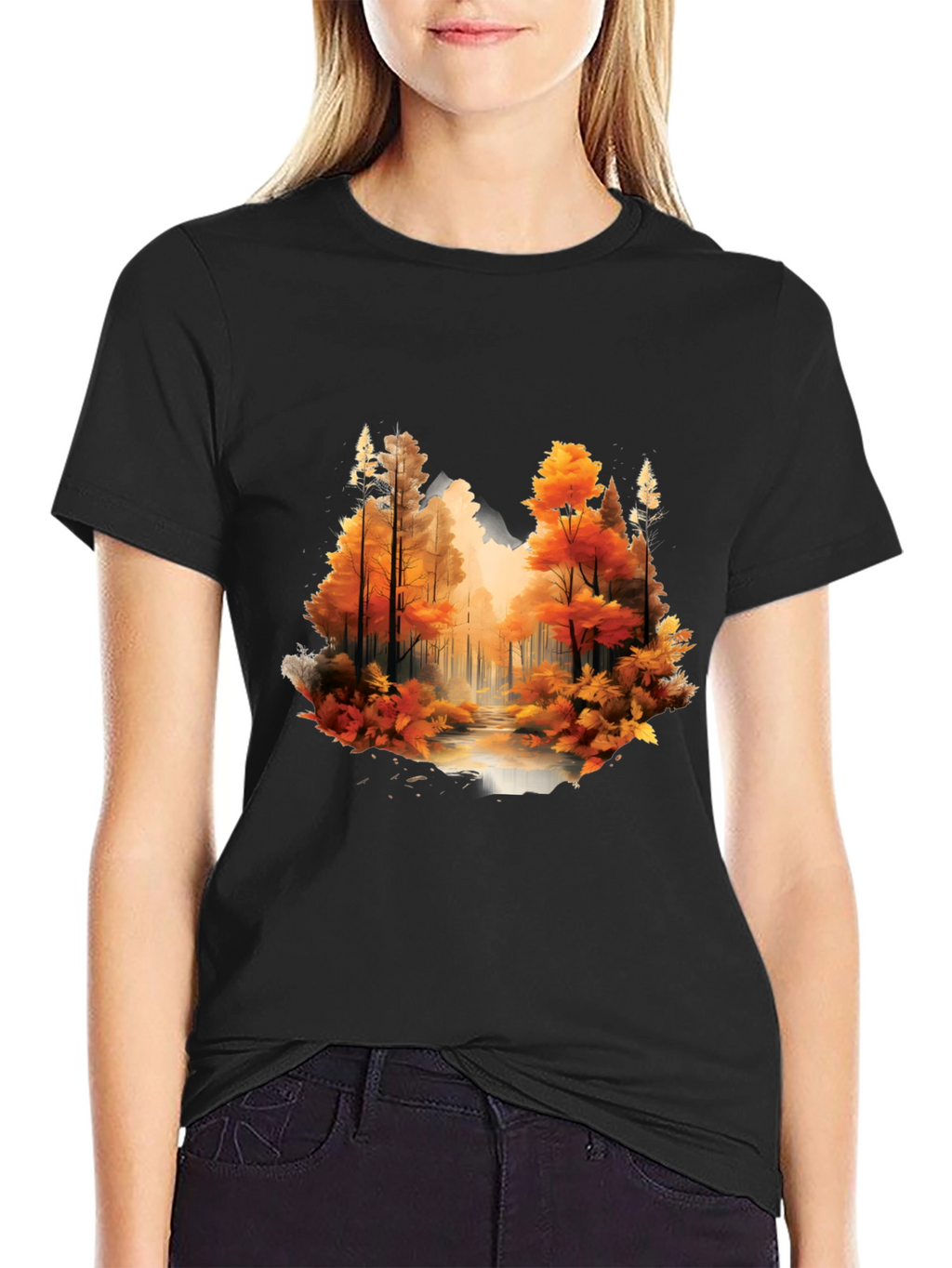 Autumn Forest Black Graphic T-Shirt