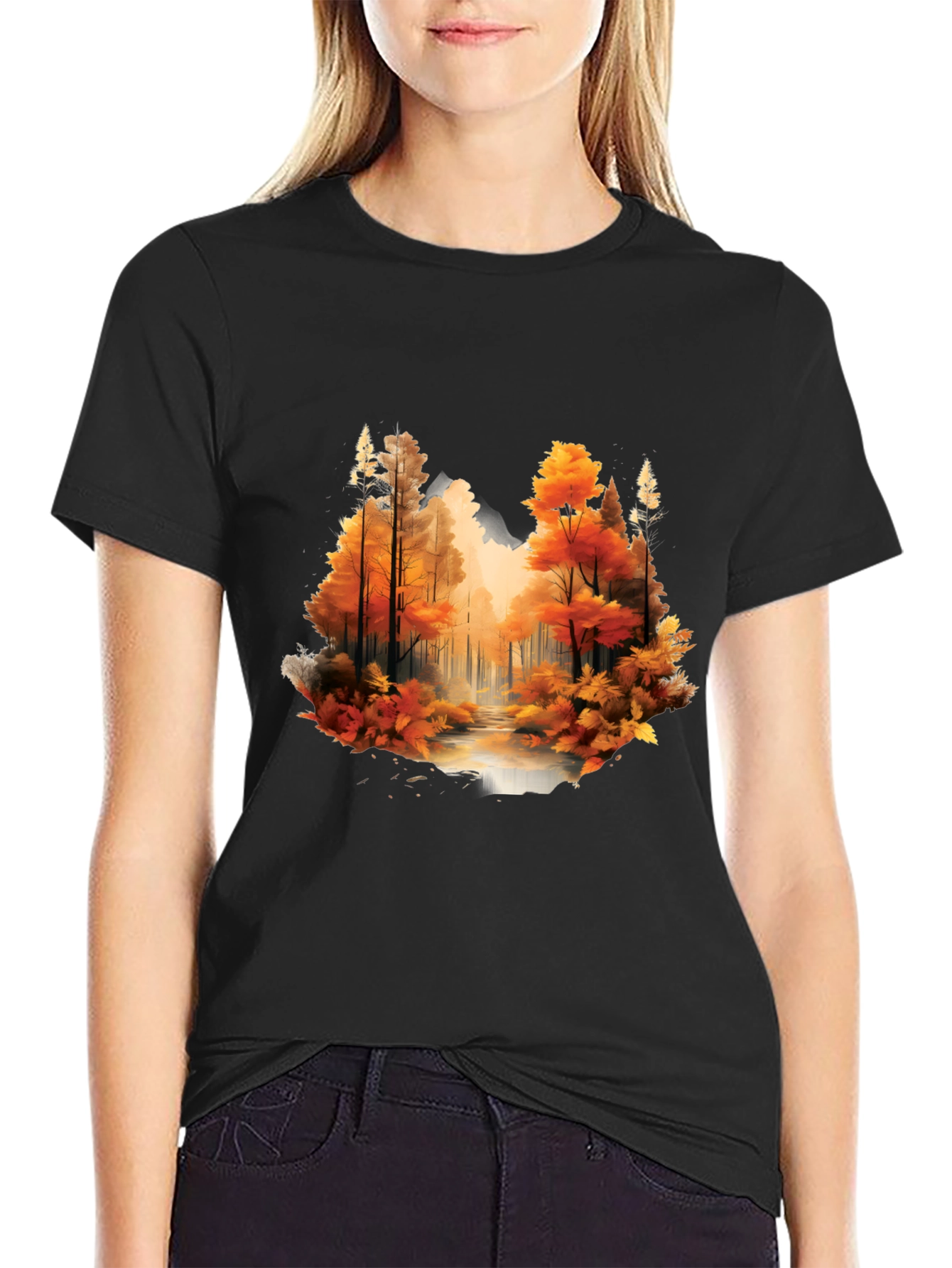 Autumn Forest Black Graphic T-Shirt