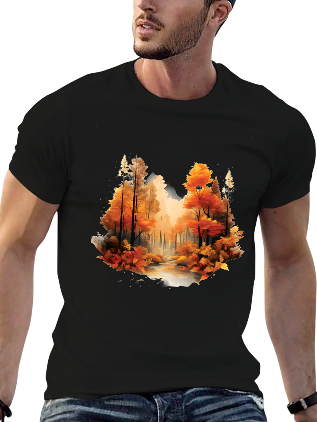 Autumn Forest Black Graphic T-Shirt