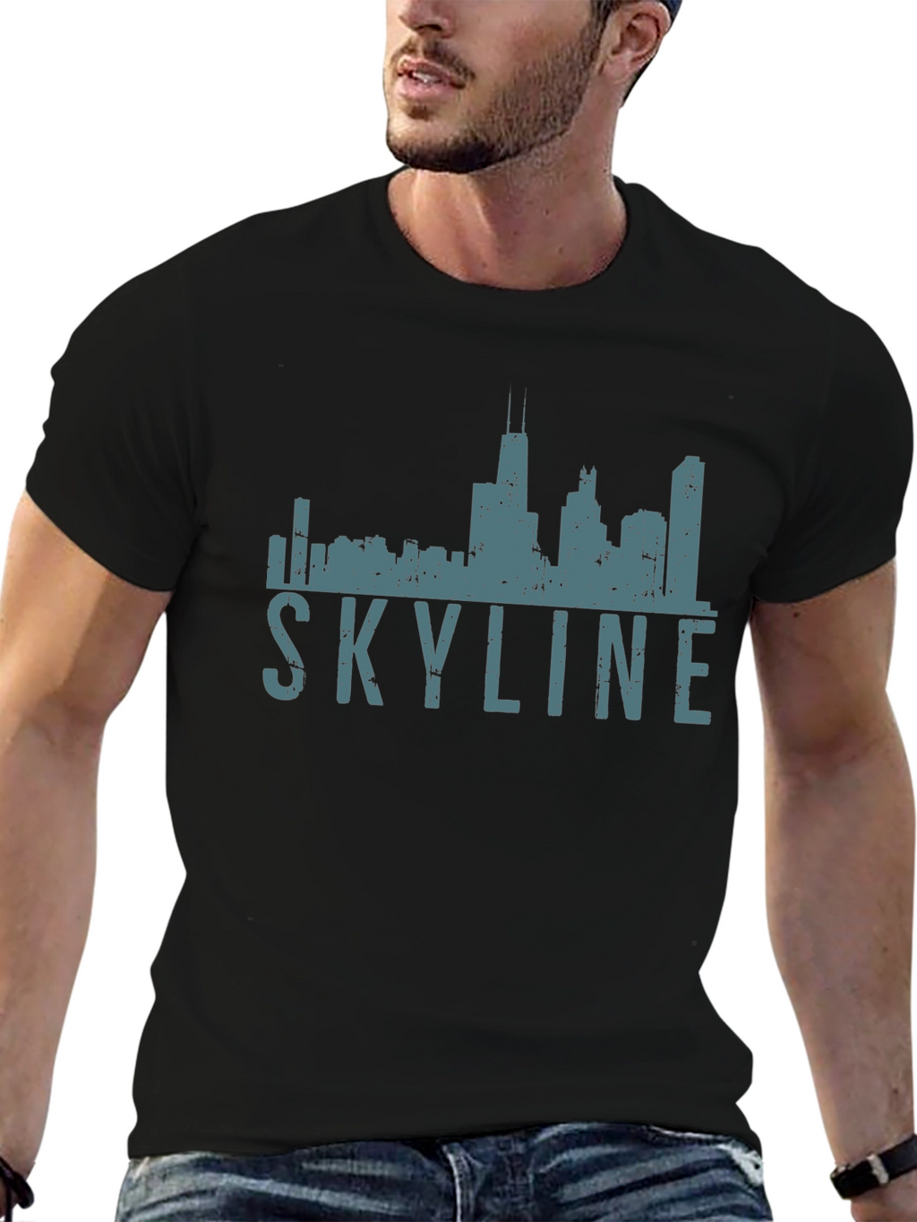 Chicago Skyline Graphic Tee - Black