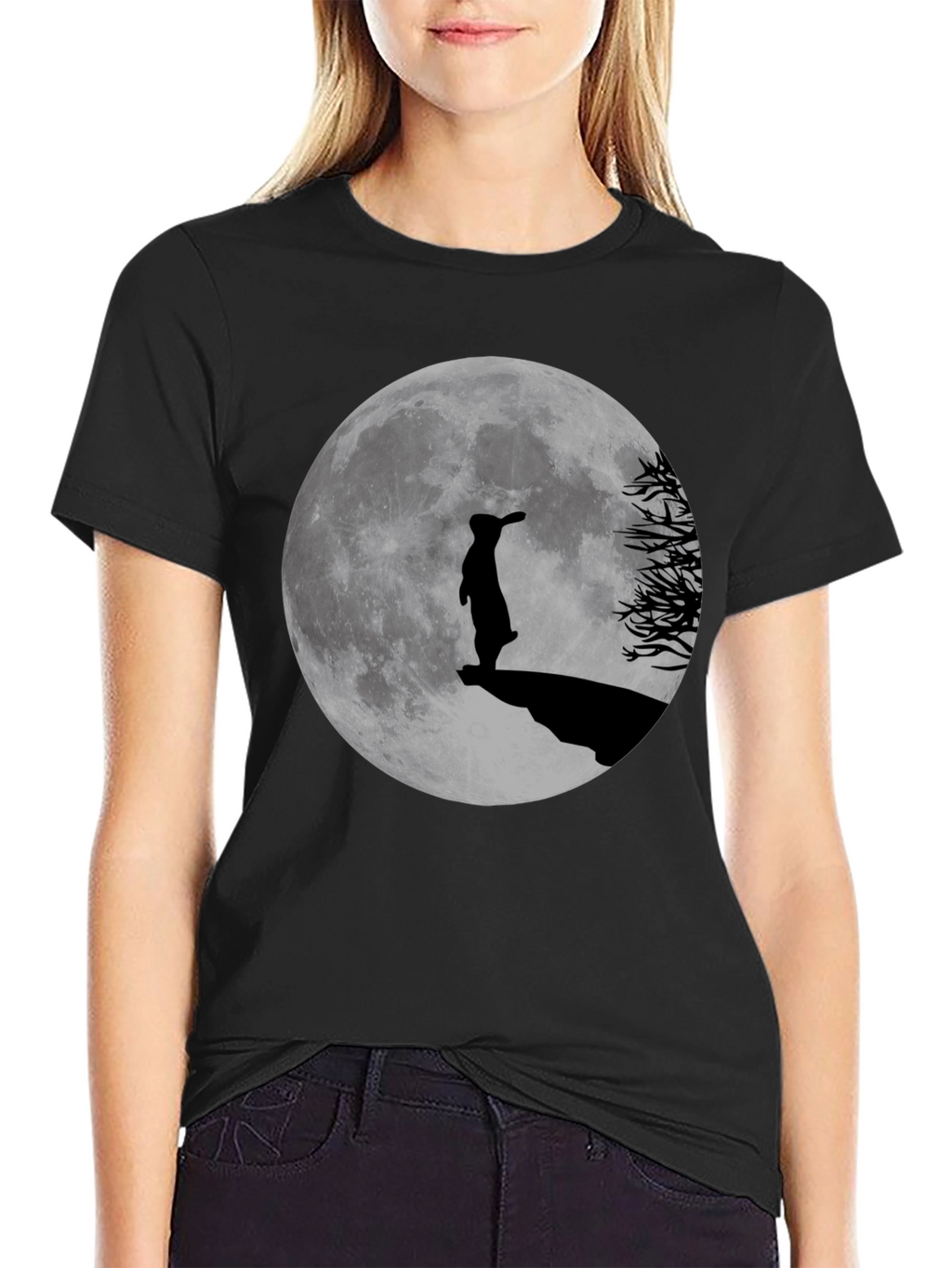 Silhouette Rabbit Moon Graphic Tee - Menswear