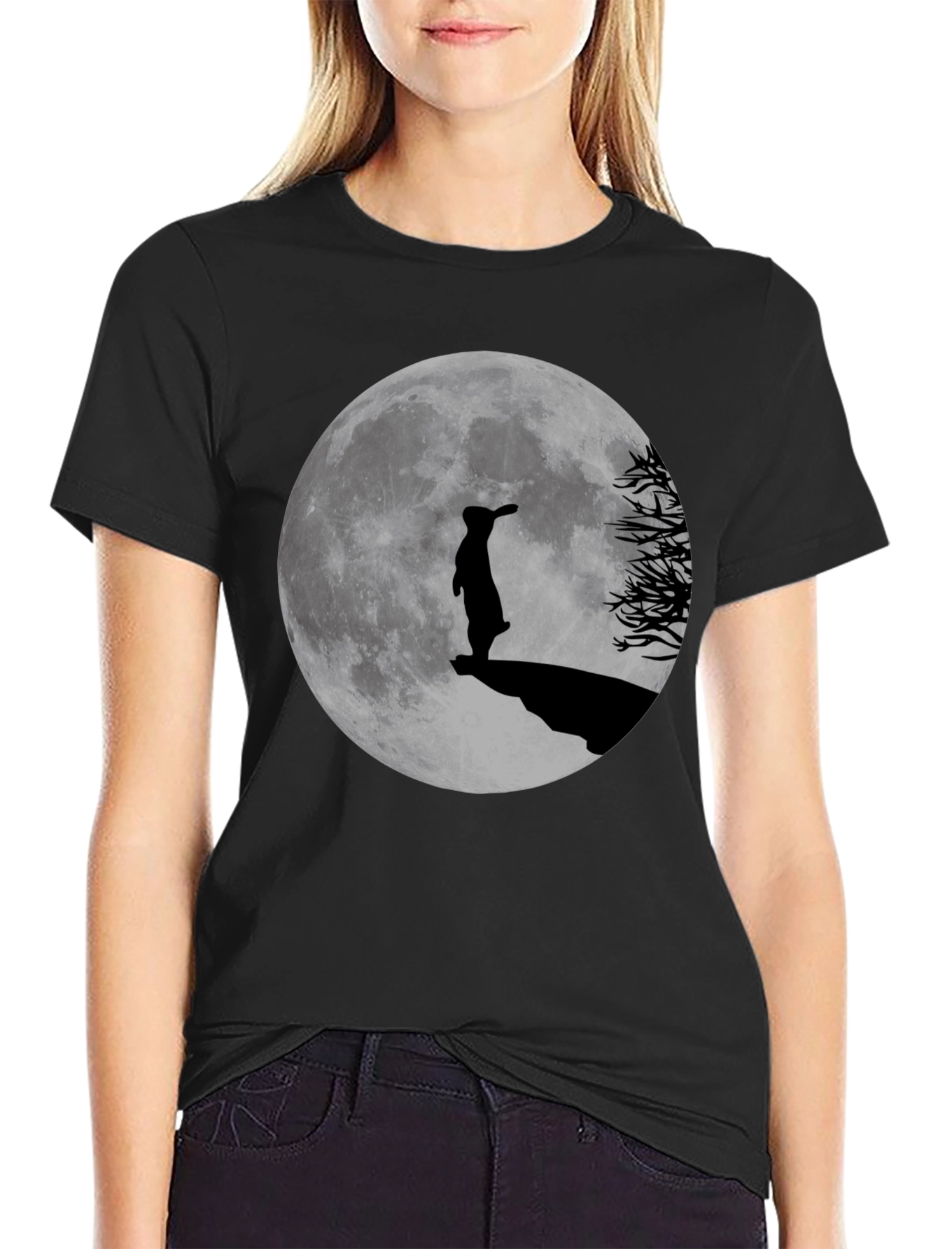 Silhouette Rabbit Moon Graphic Tee - Menswear