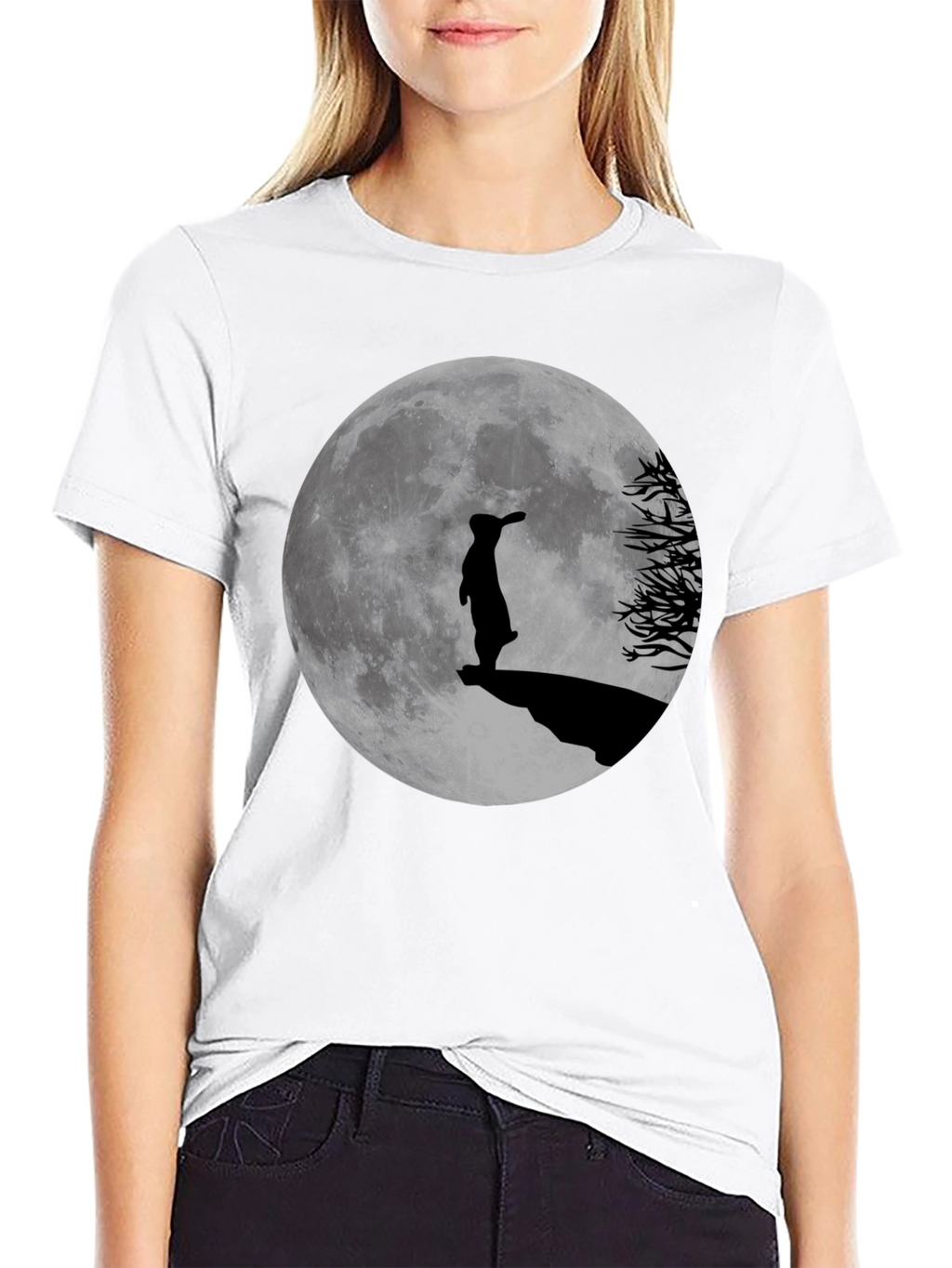 Silhouette Rabbit Moon Graphic Tee - Menswear