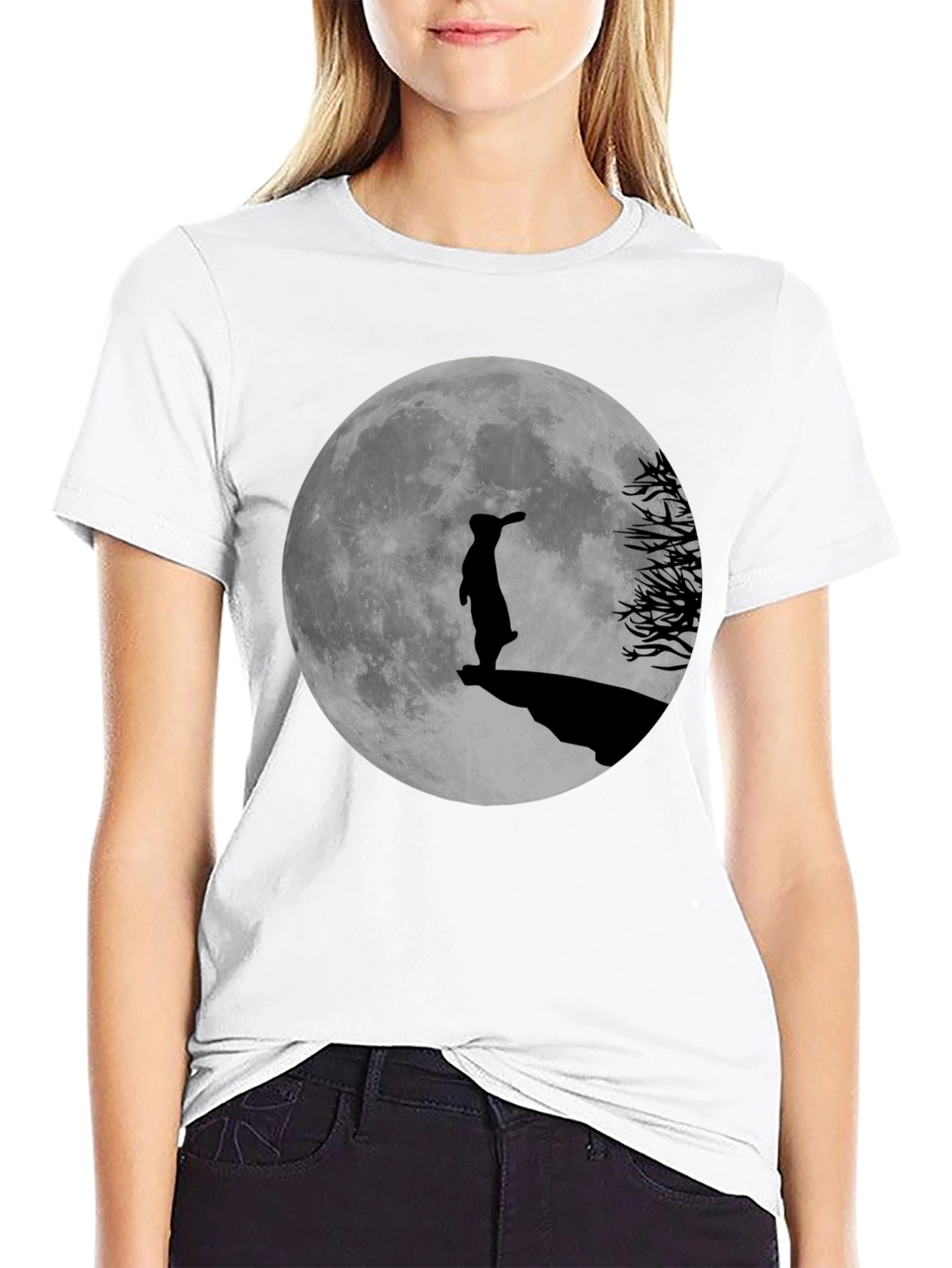 Silhouette Rabbit Moon Graphic Tee - Menswear