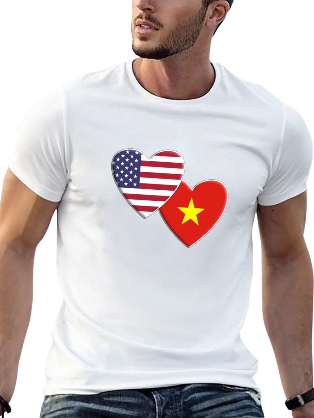 USA & Vietnam Flag Heart Graphic Tee