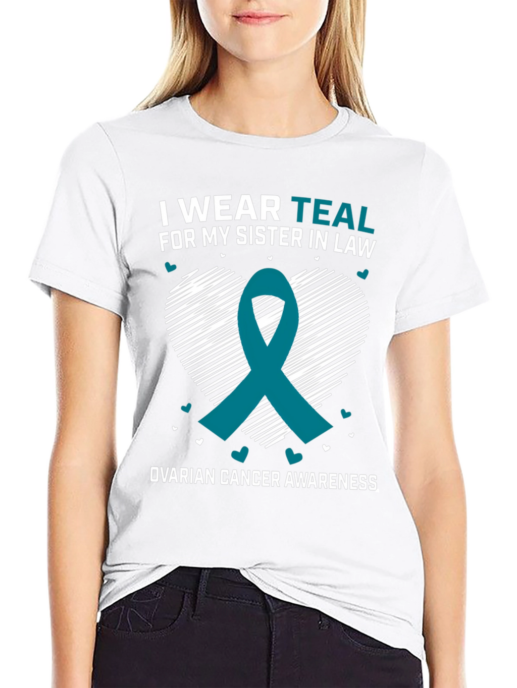 Teal Ribbon Ovarian Cancer Awareness T-Shirt