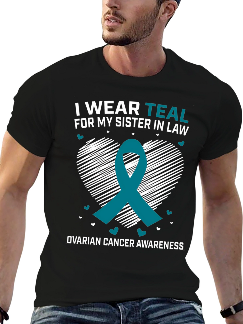 Teal Ribbon Ovarian Cancer Awareness T-Shirt