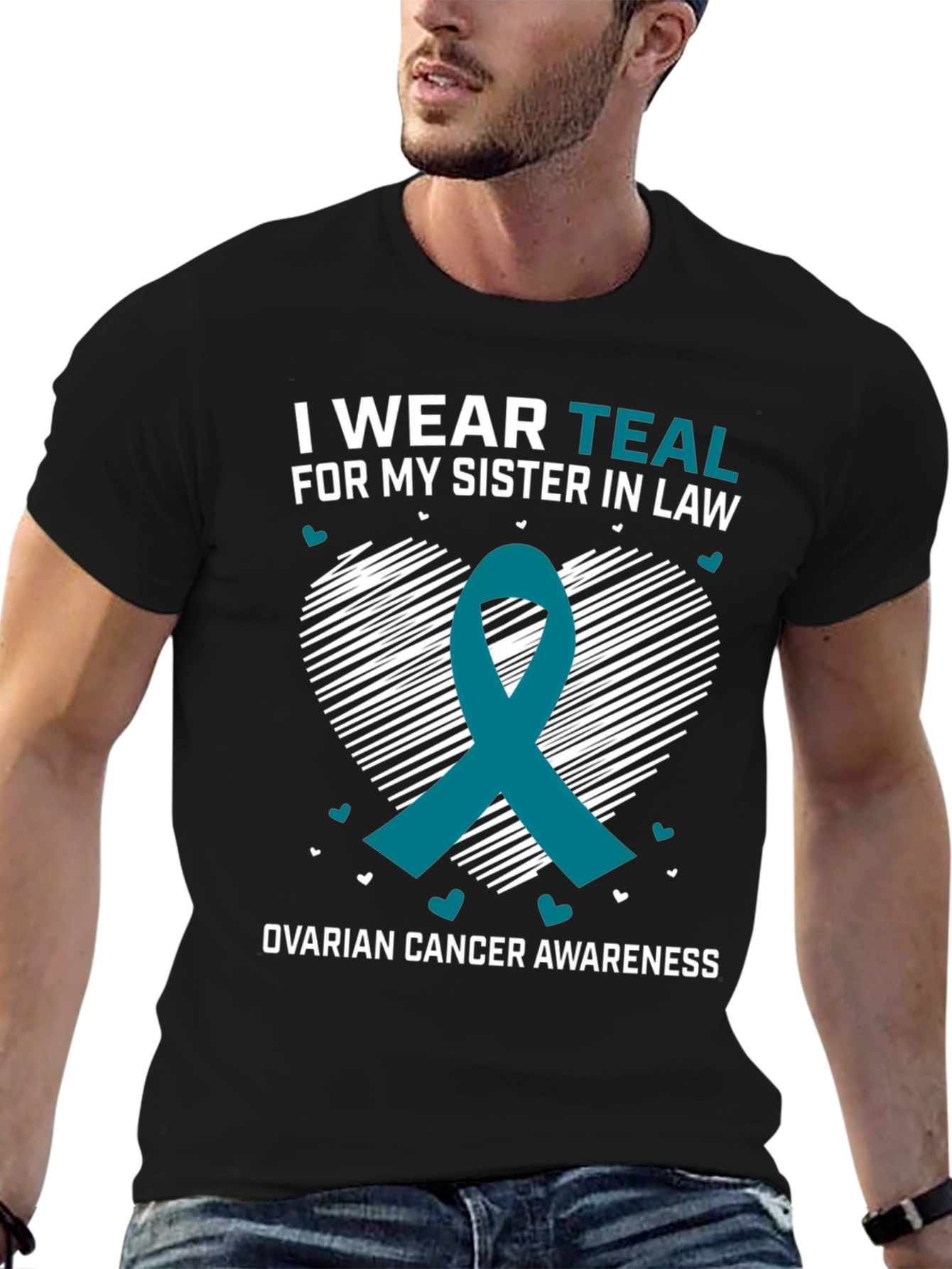 Teal Ribbon Ovarian Cancer Awareness T-Shirt
