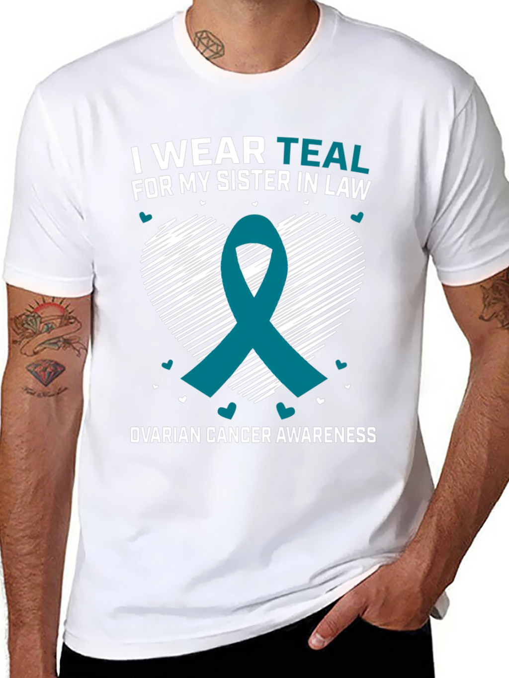 Teal Ribbon Ovarian Cancer Awareness T-Shirt