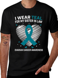 Teal Ribbon Ovarian Cancer Awareness T-Shirt