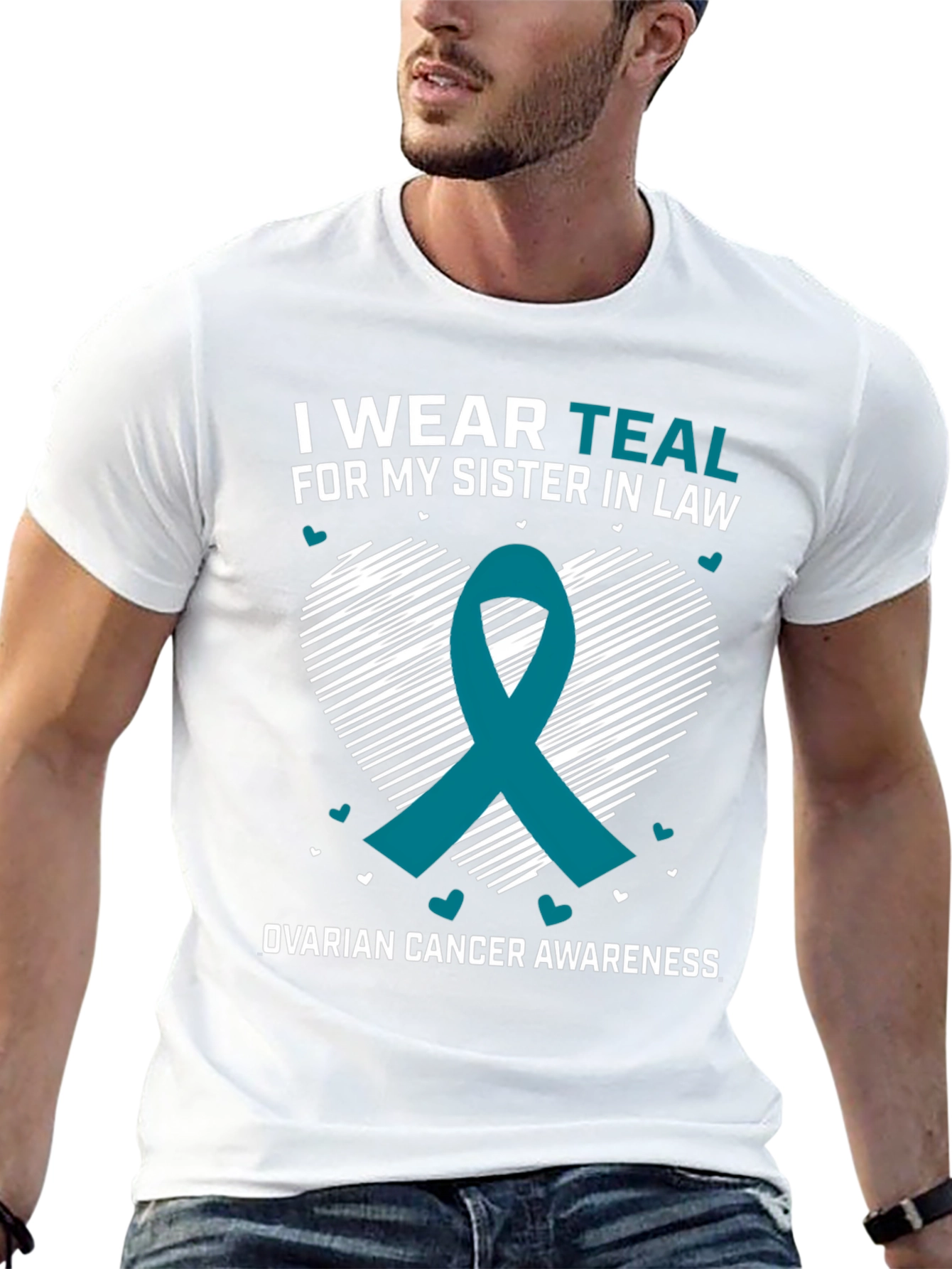 Teal Ribbon Ovarian Cancer Awareness T-Shirt