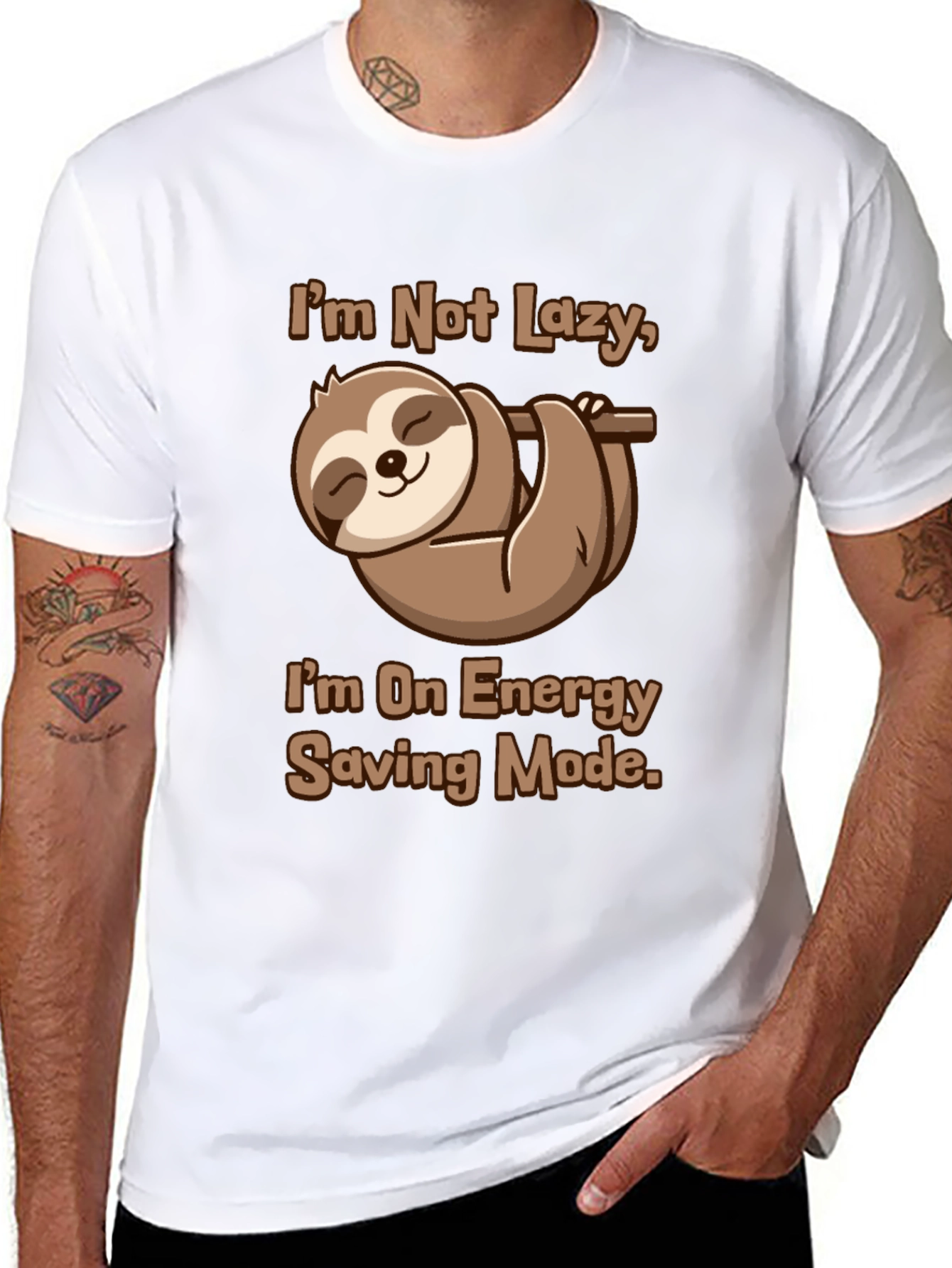 Funny Sloth Energy Saving Mode Graphic Tee