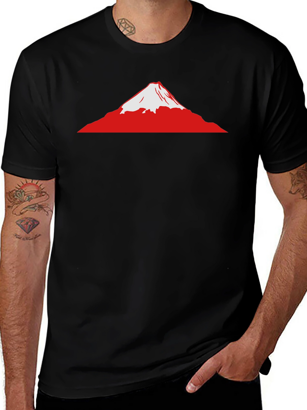 Mount Fuji Graphic Tee - Black Cotton T-Shirt