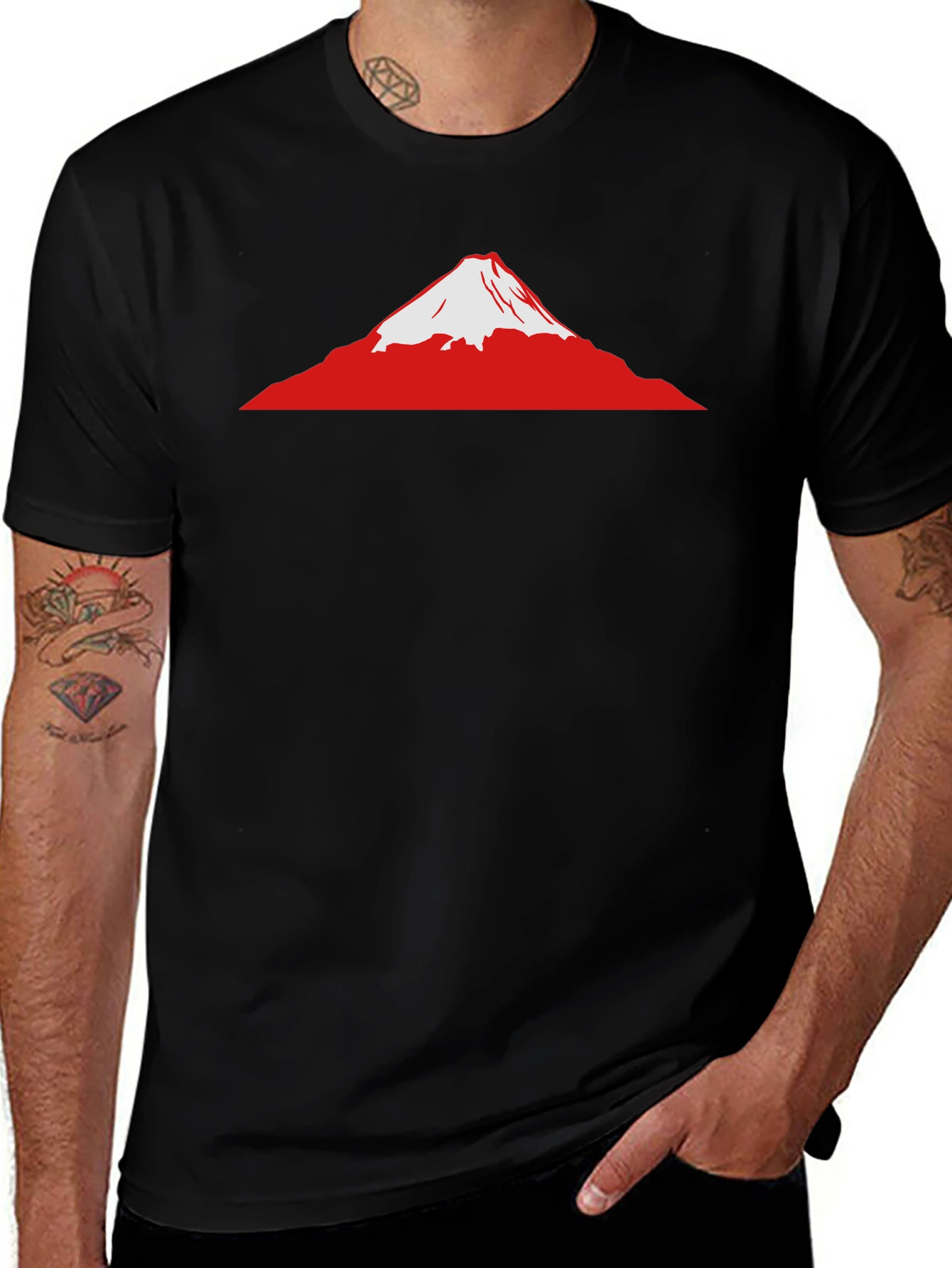 Mount Fuji Graphic Tee - Black Cotton T-Shirt
