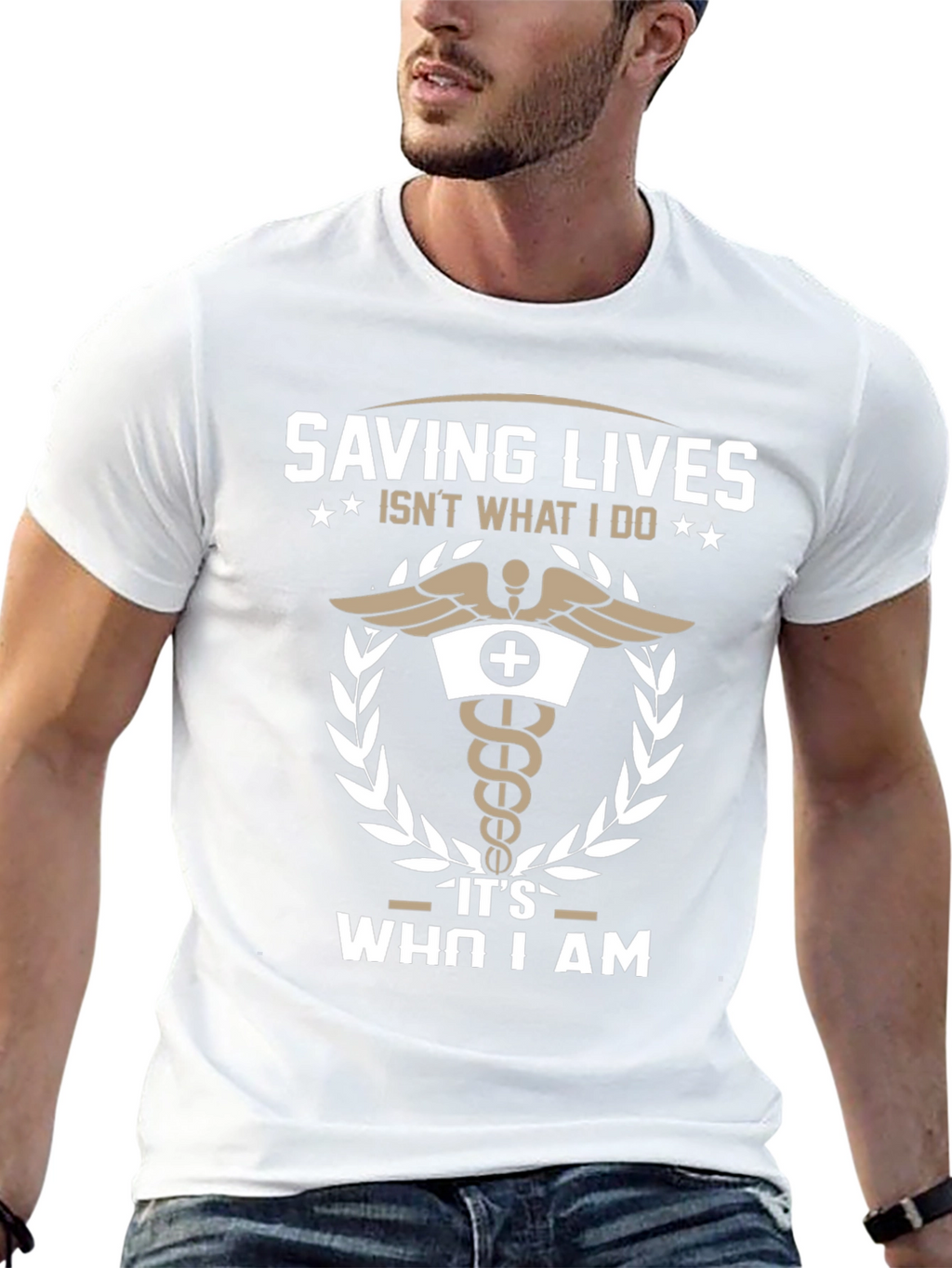 Saving Lives T-Shirt - Medical Caduceus Design