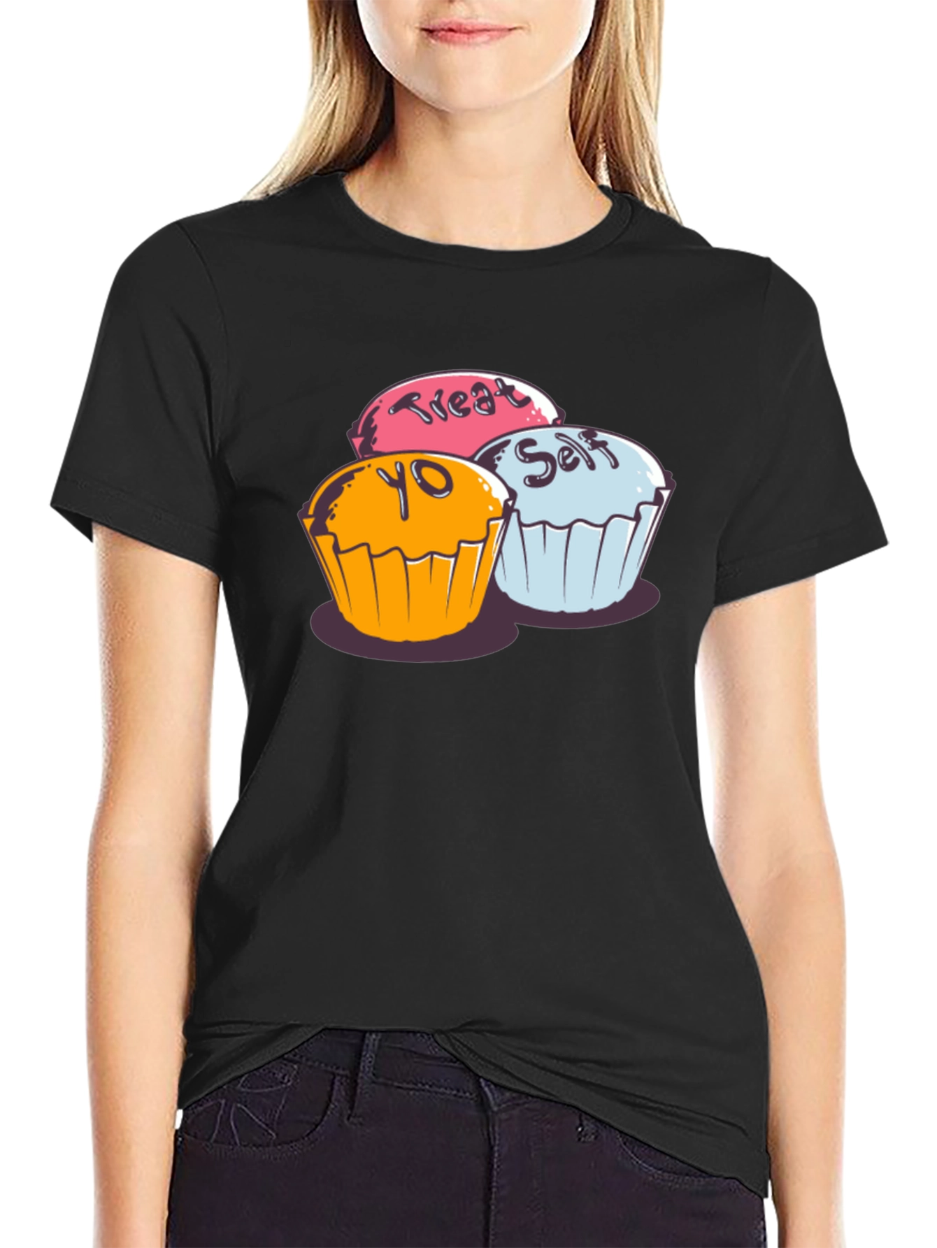 Treat Yo Self Cupcake Graphic T-Shirt - Soft Cotton