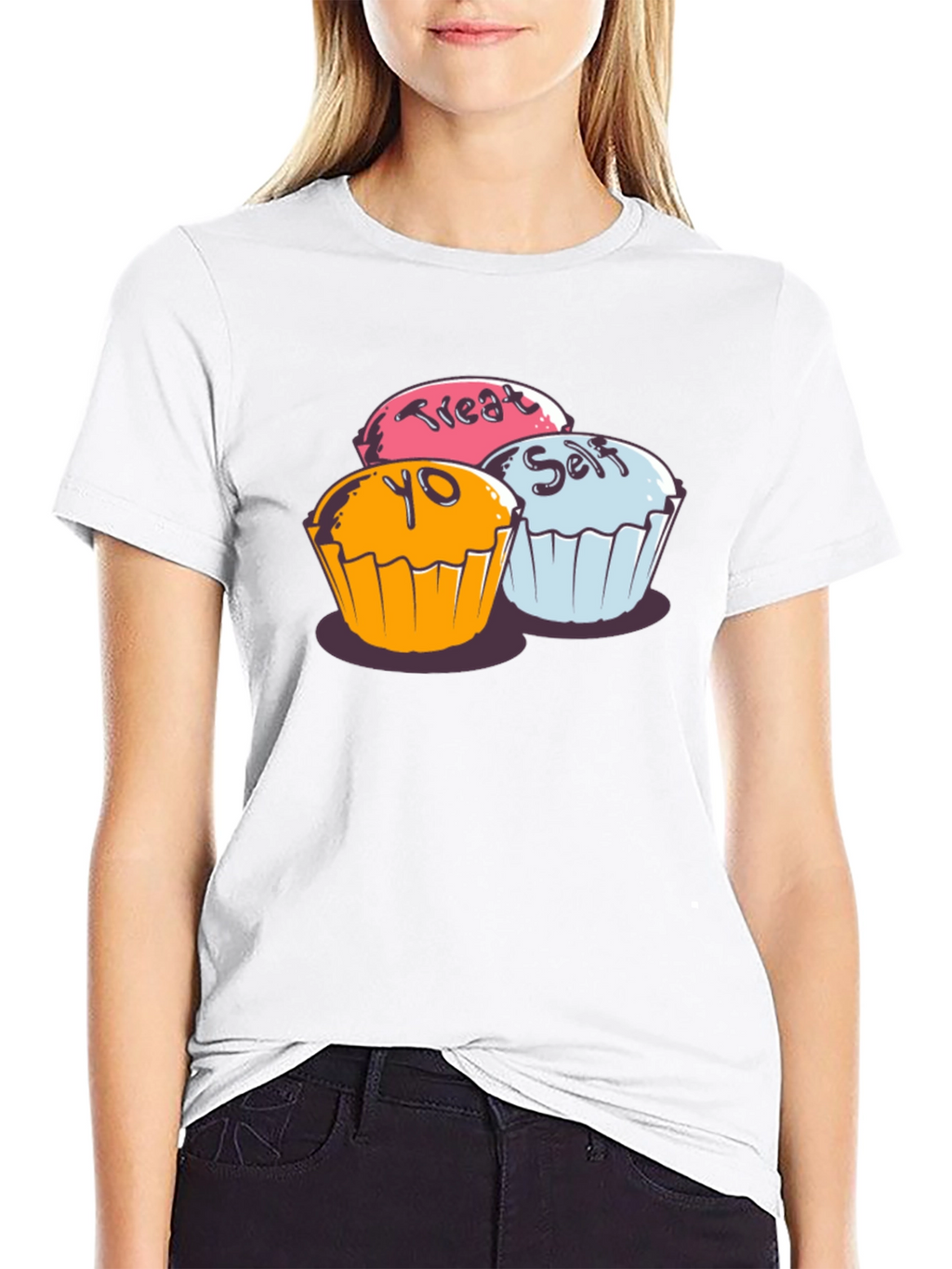 Treat Yo Self Cupcake Graphic T-Shirt - Soft Cotton