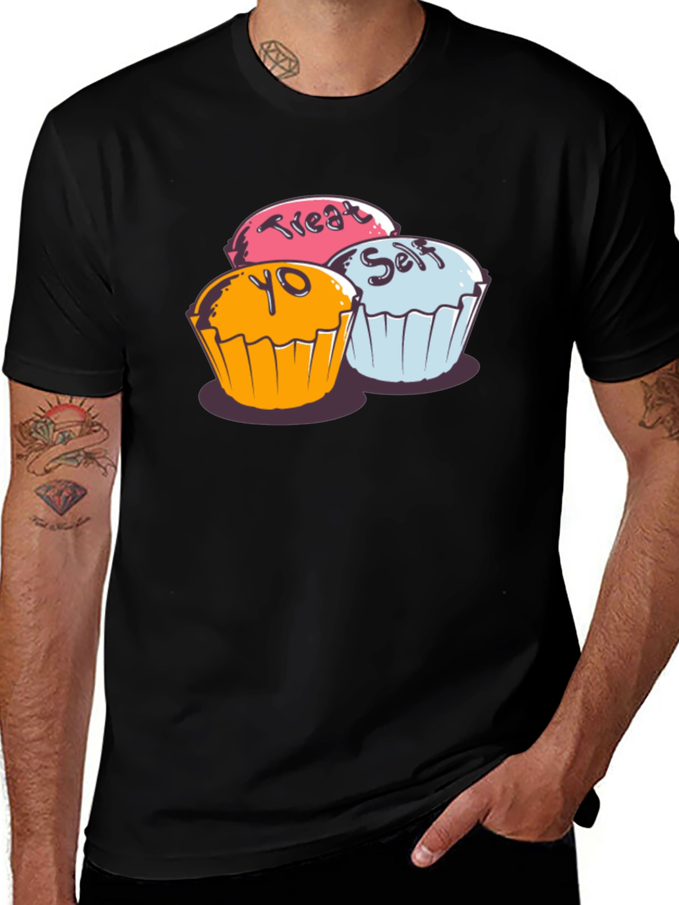 Treat Yo Self Cupcake Graphic T-Shirt - Soft Cotton