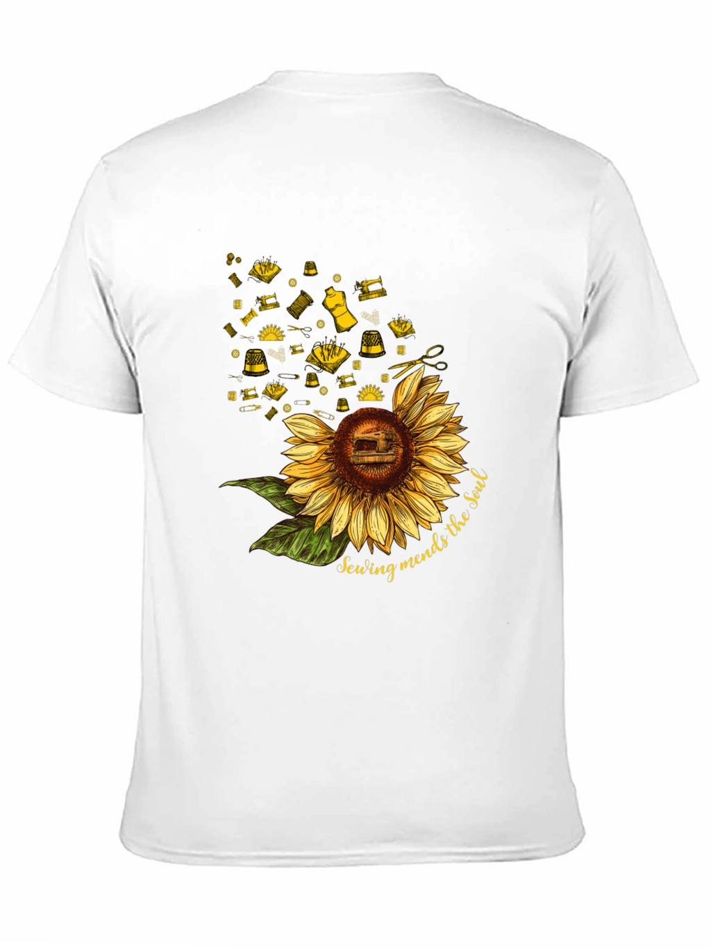 Sewing Mends the Soul Sunflower Black T-Shirt