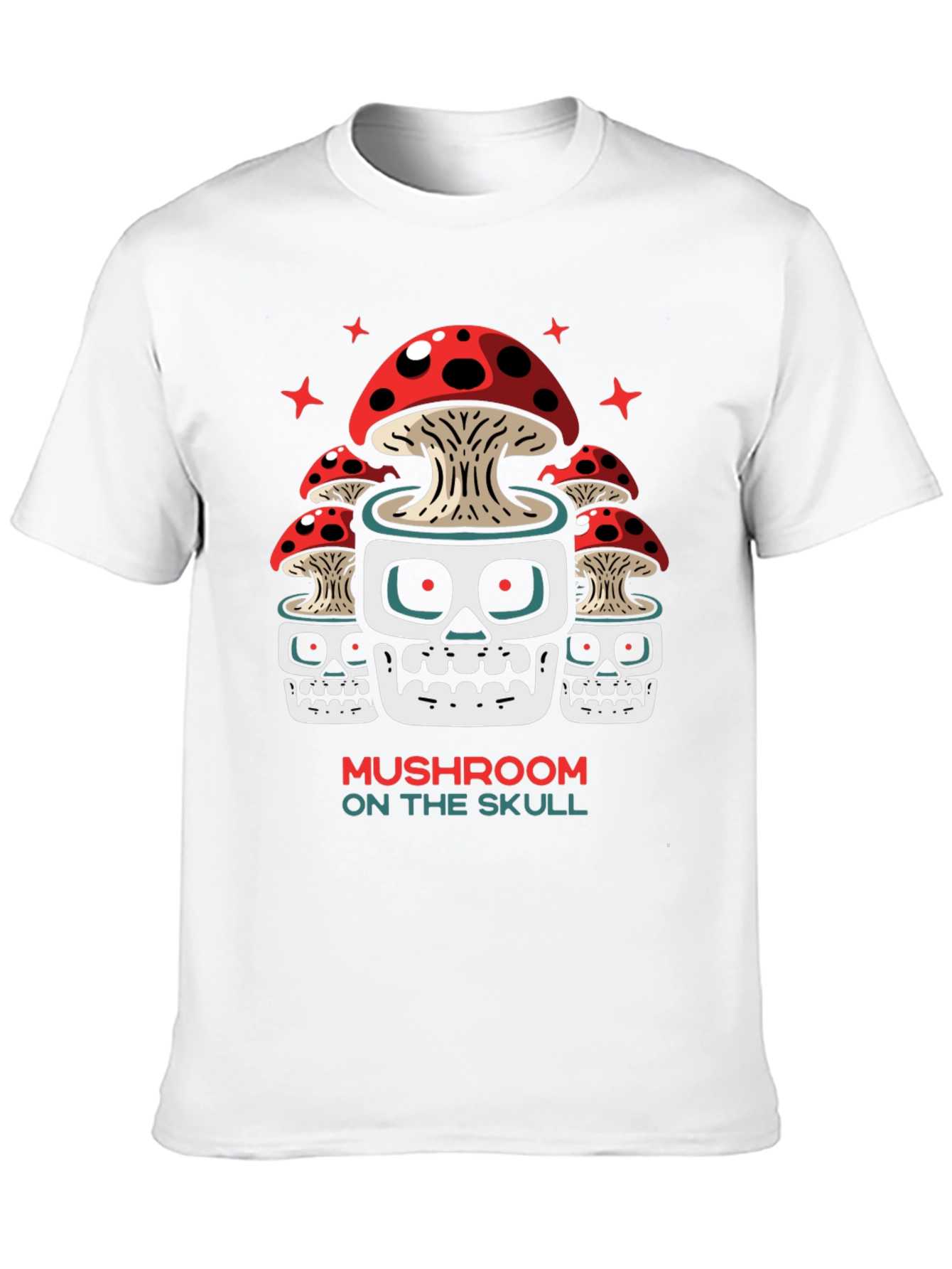 Mushroom Skull Graphic Tee - Unique Design