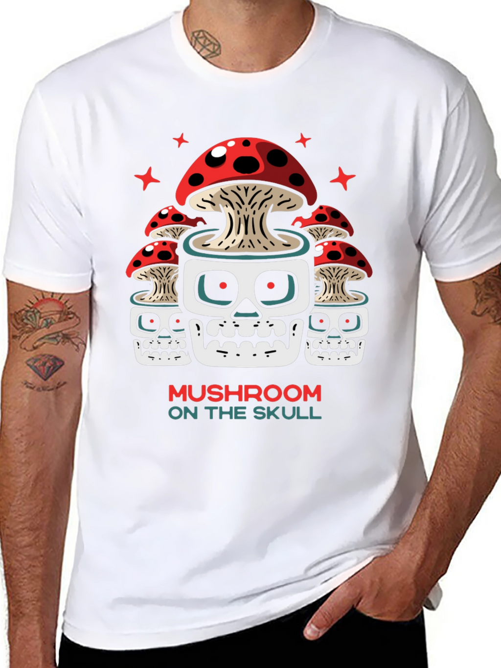 Mushroom Skull Graphic Tee - Unique Design