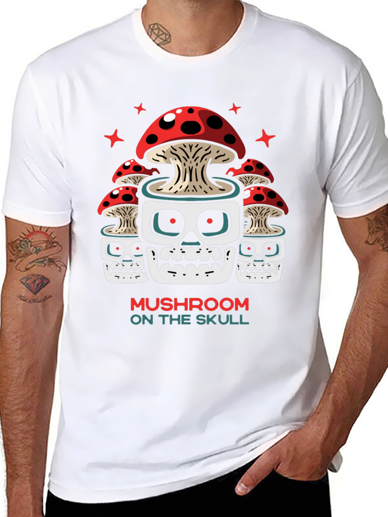 Mushroom Skull Graphic Tee - Unique Design