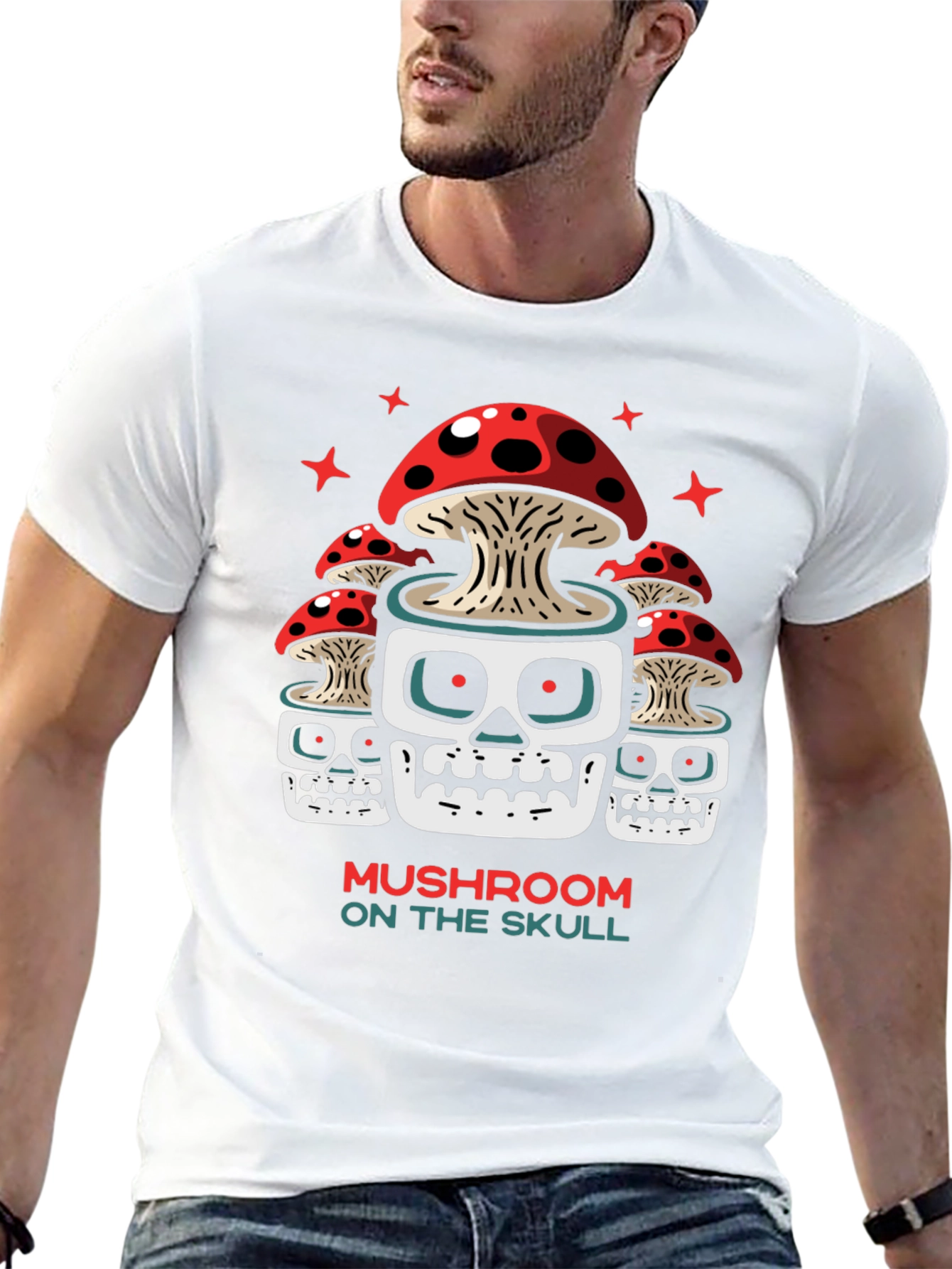 Mushroom Skull Graphic Tee - Unique Design