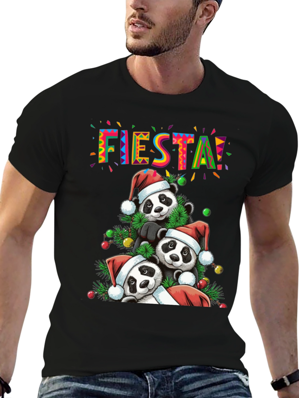 Fiesta Pandas Christmas Holiday Graphic Tee