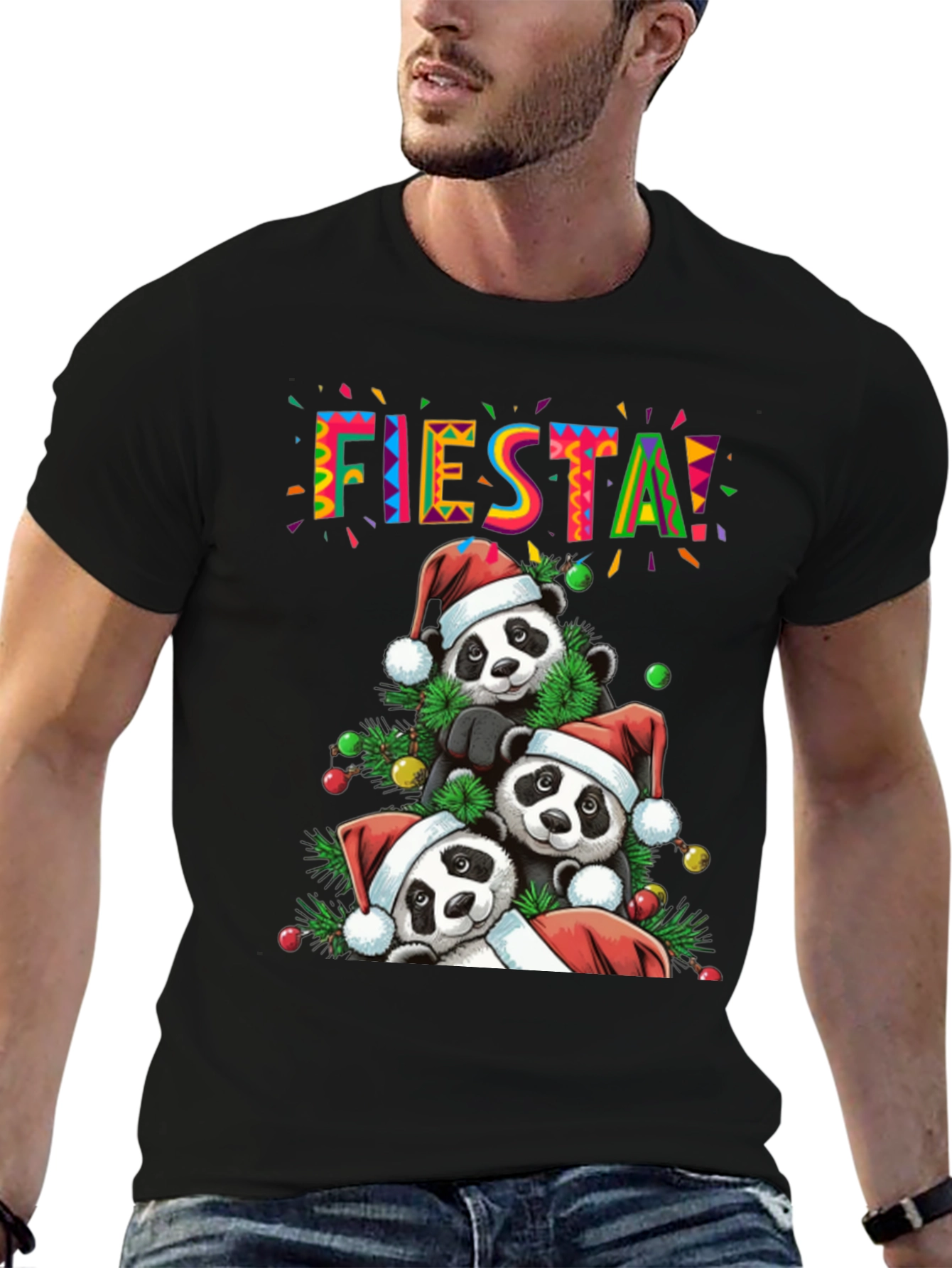 Fiesta Pandas Christmas Holiday Graphic Tee