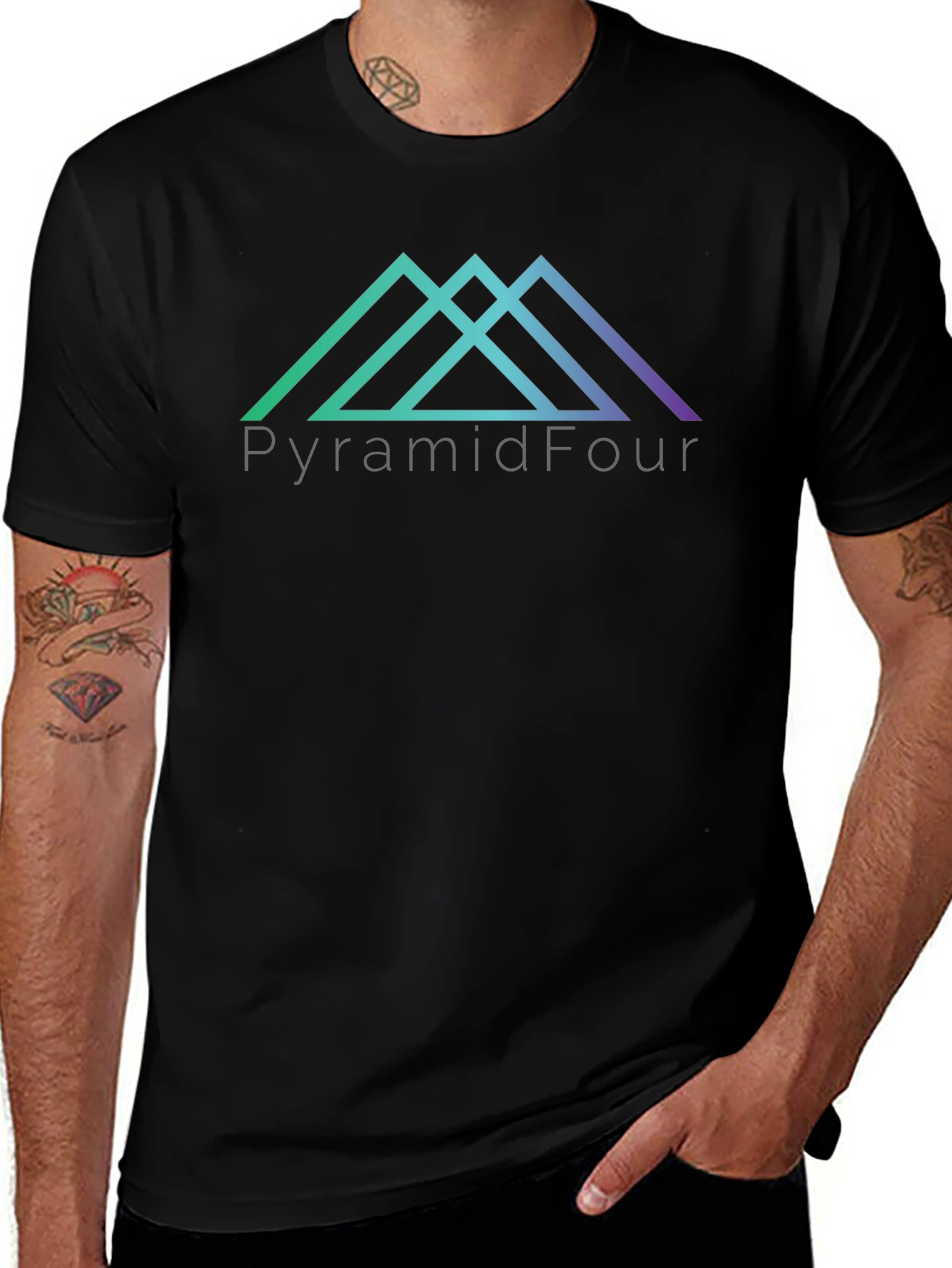 PyramidFour Graphic Black Tee