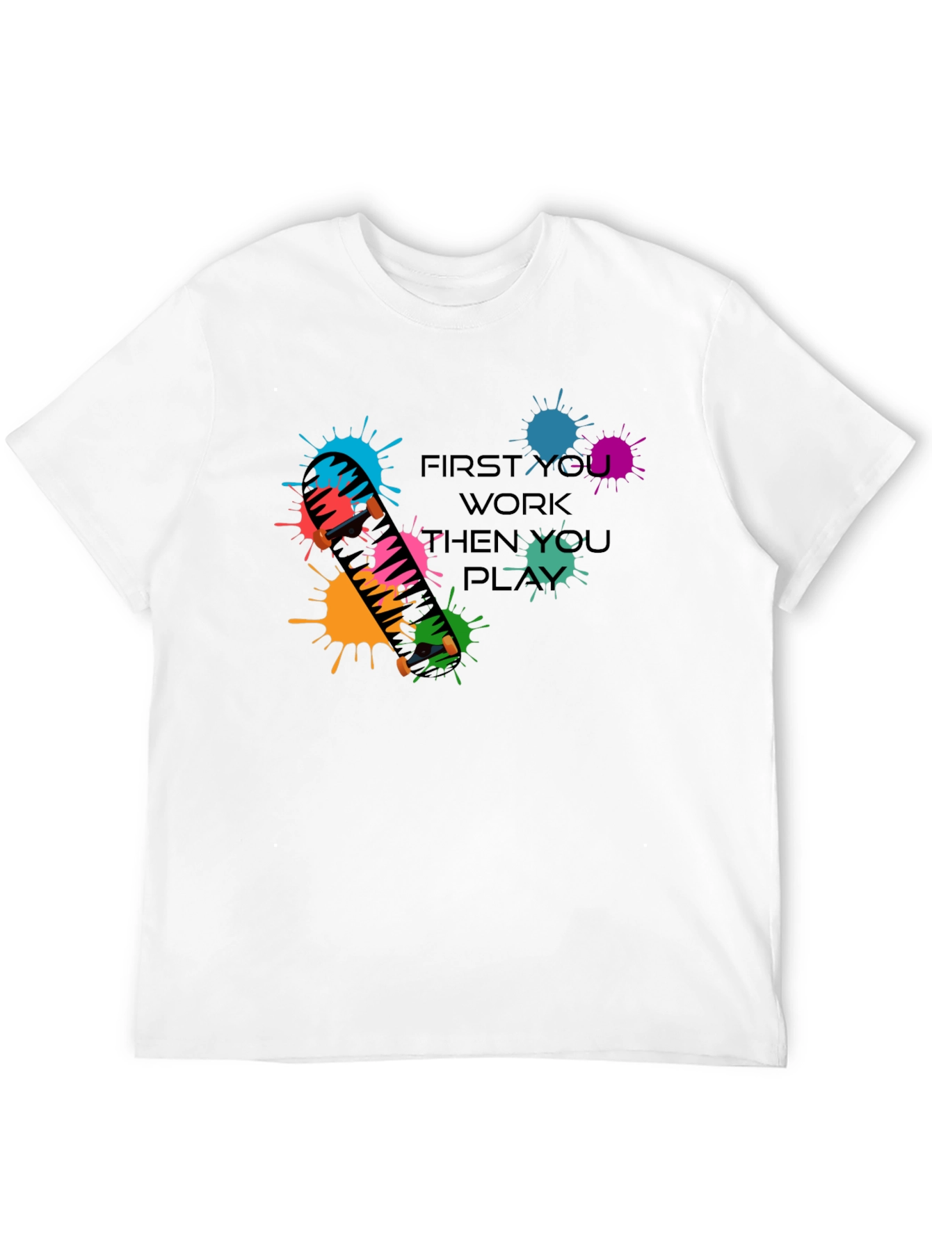 Skateboarding Graphic Tee: Work Then Play