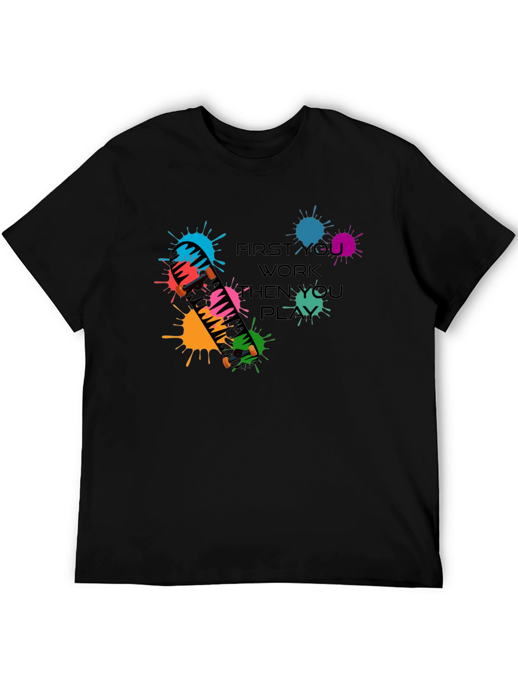 Skateboarding Graphic Tee: Work Then Play