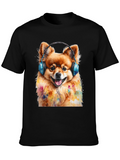 Dog DJ T-Shirt - Cute Pomeranian with Headphones