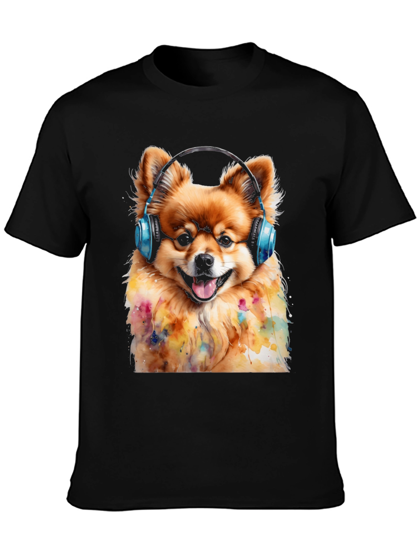 Dog DJ T-Shirt - Cute Pomeranian with Headphones