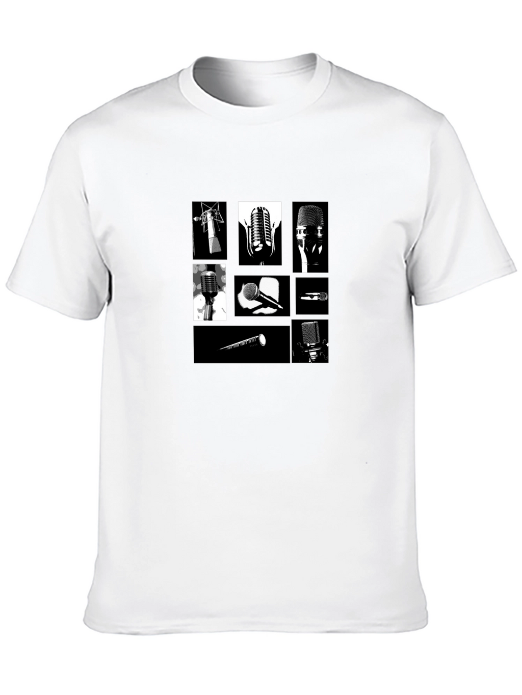 Retro Microphones Black T-Shirt