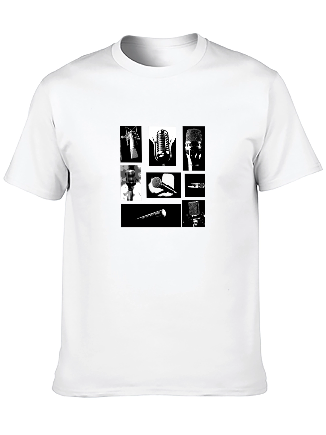 Retro Microphones Black T-Shirt