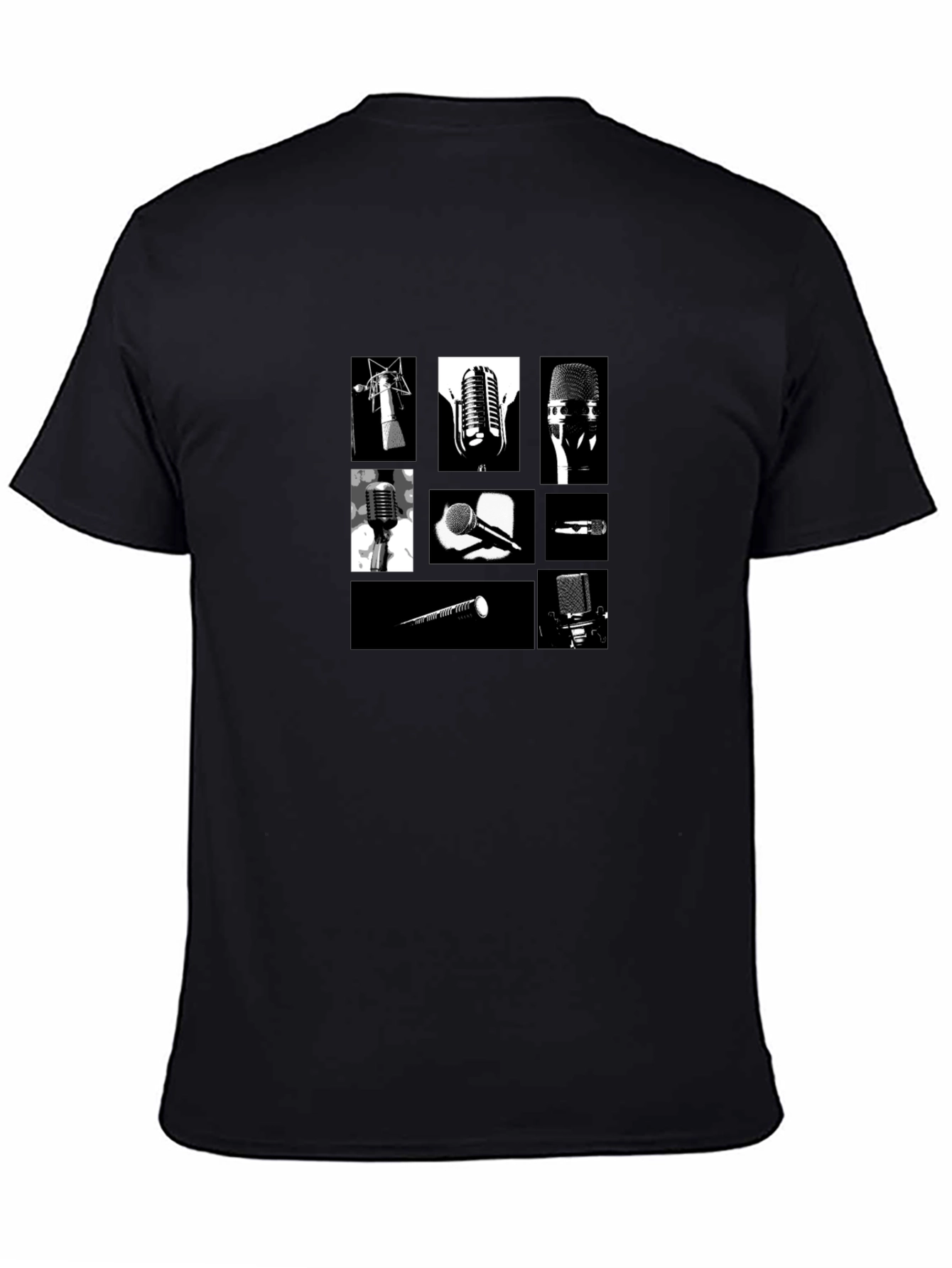Retro Microphones Black T-Shirt