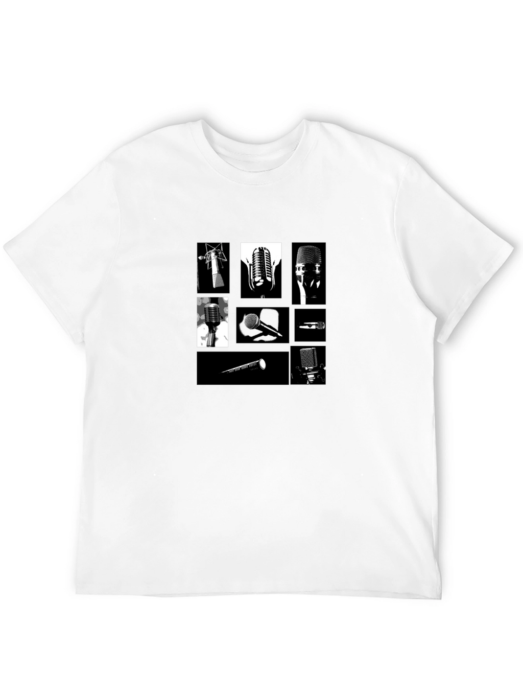 Retro Microphones Black T-Shirt