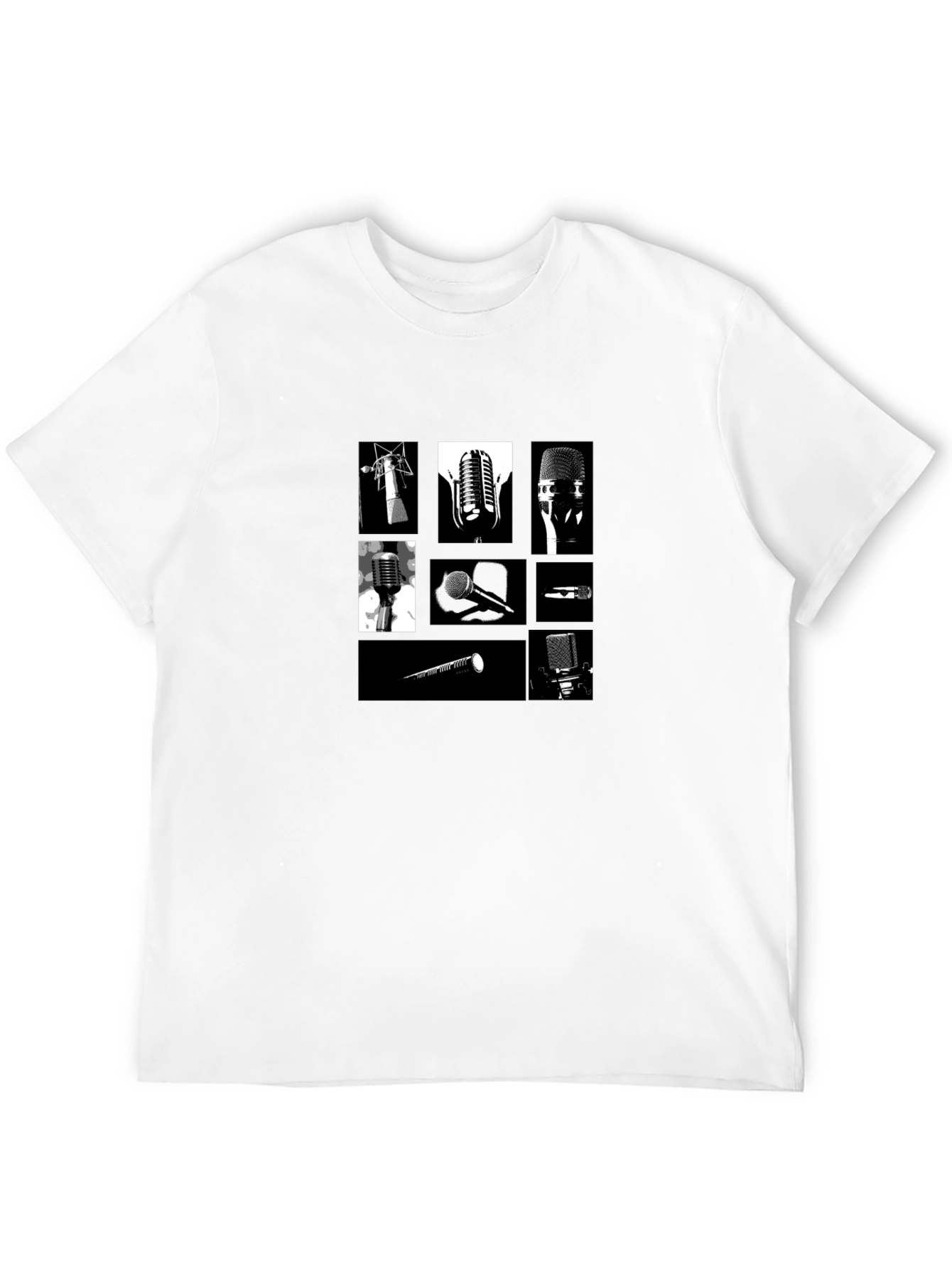 Retro Microphones Black T-Shirt