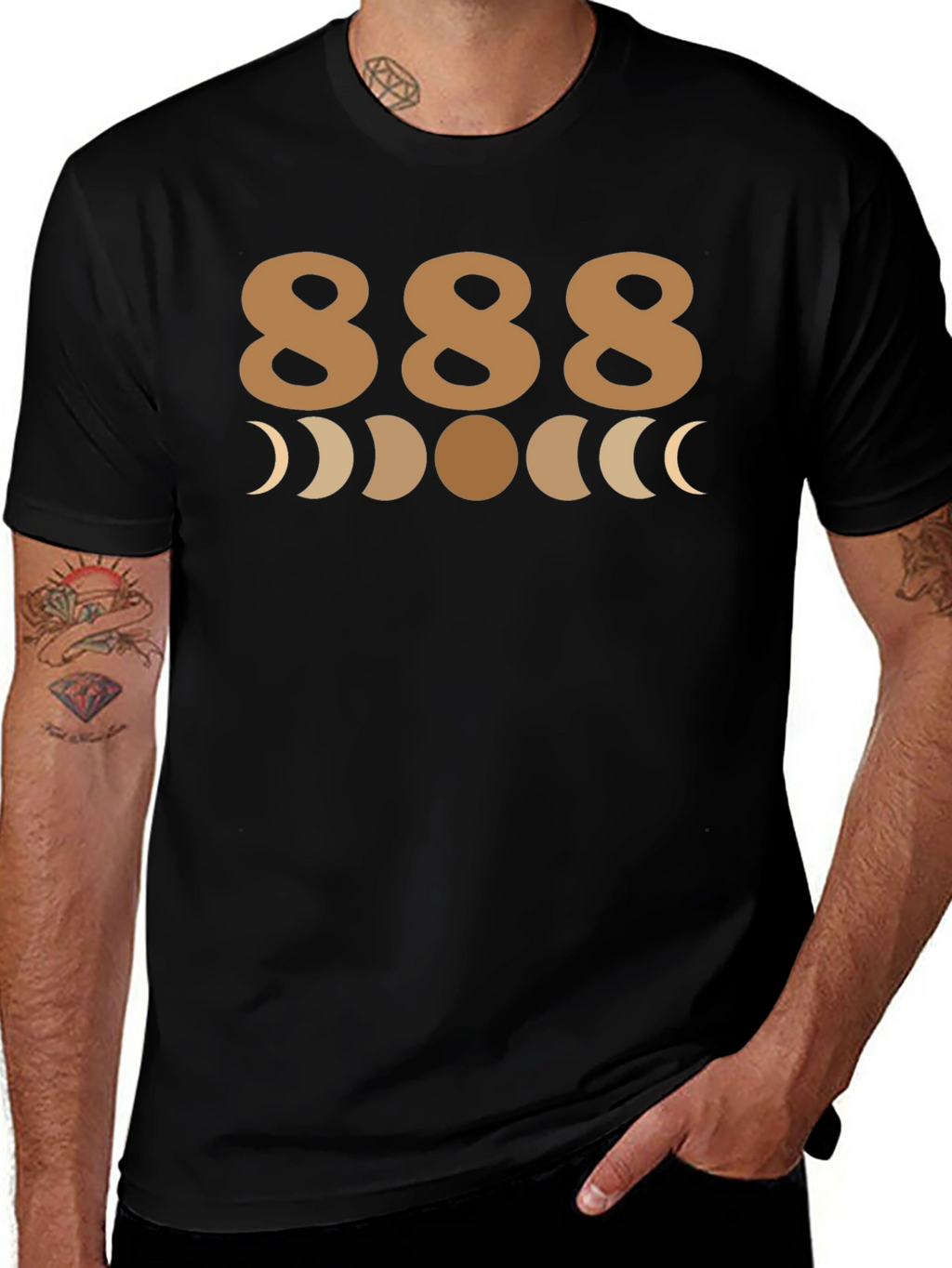 888 Angel Number T-Shirt - Moon Phases