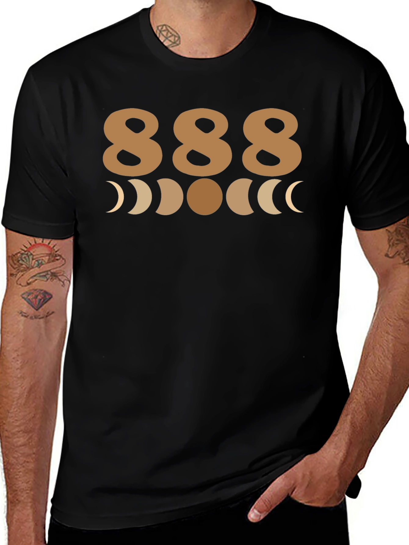 888 Angel Number T-Shirt - Moon Phases