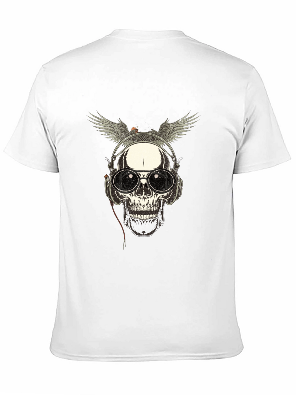 Skull with Wings & Headphones Graphic Tee - Black