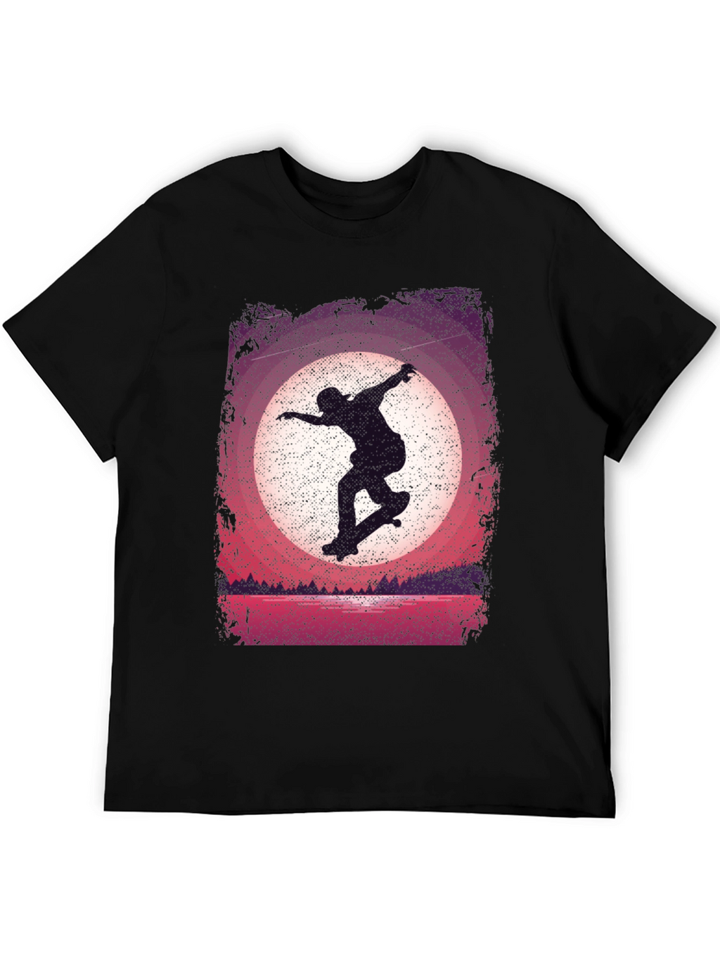 Skateboarder Sunset Graphic Tee - Black
