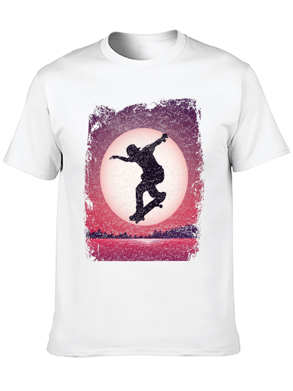 Skateboarder Sunset Graphic Tee - Black