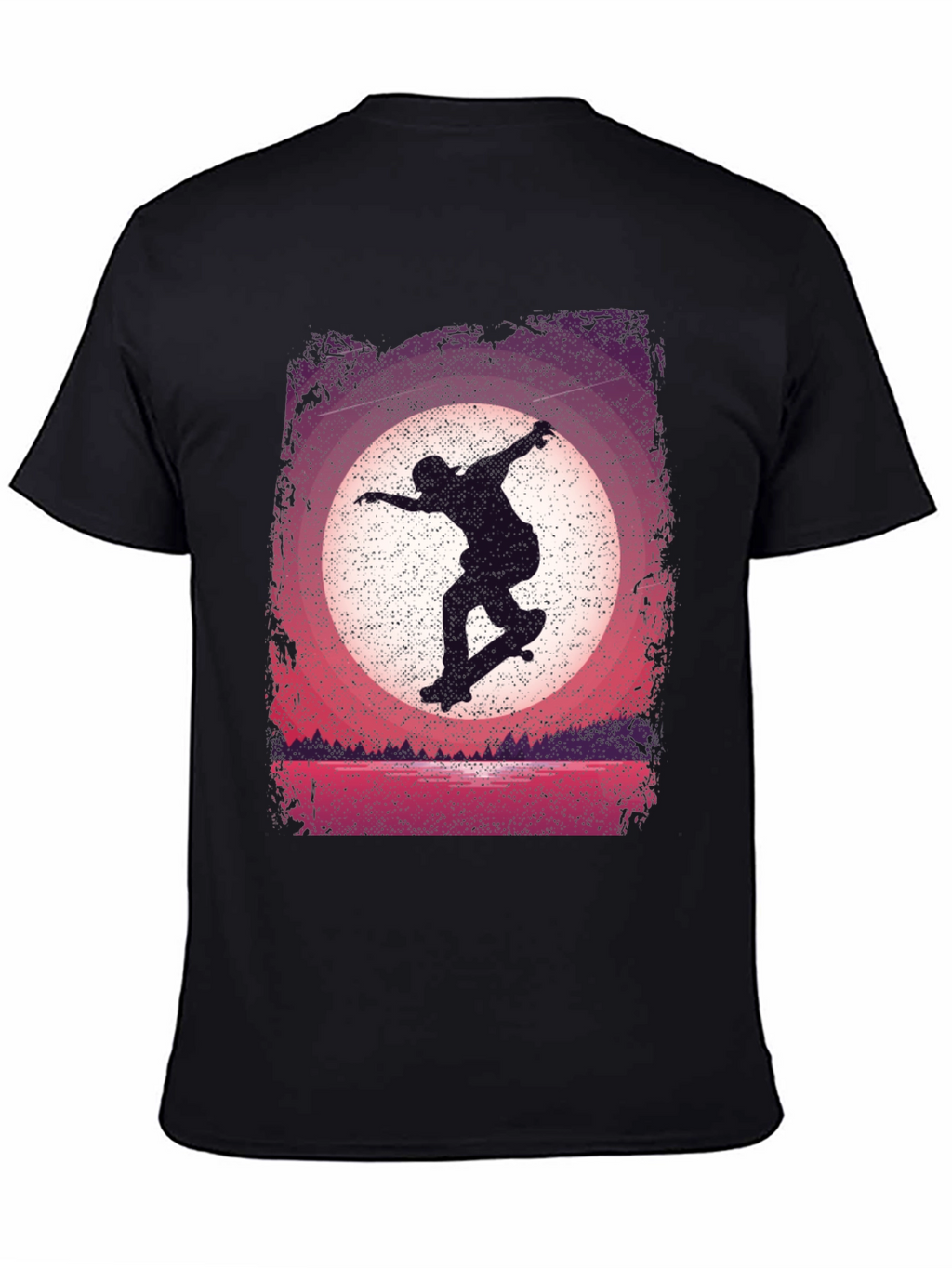 Skateboarder Sunset Graphic Tee - Black