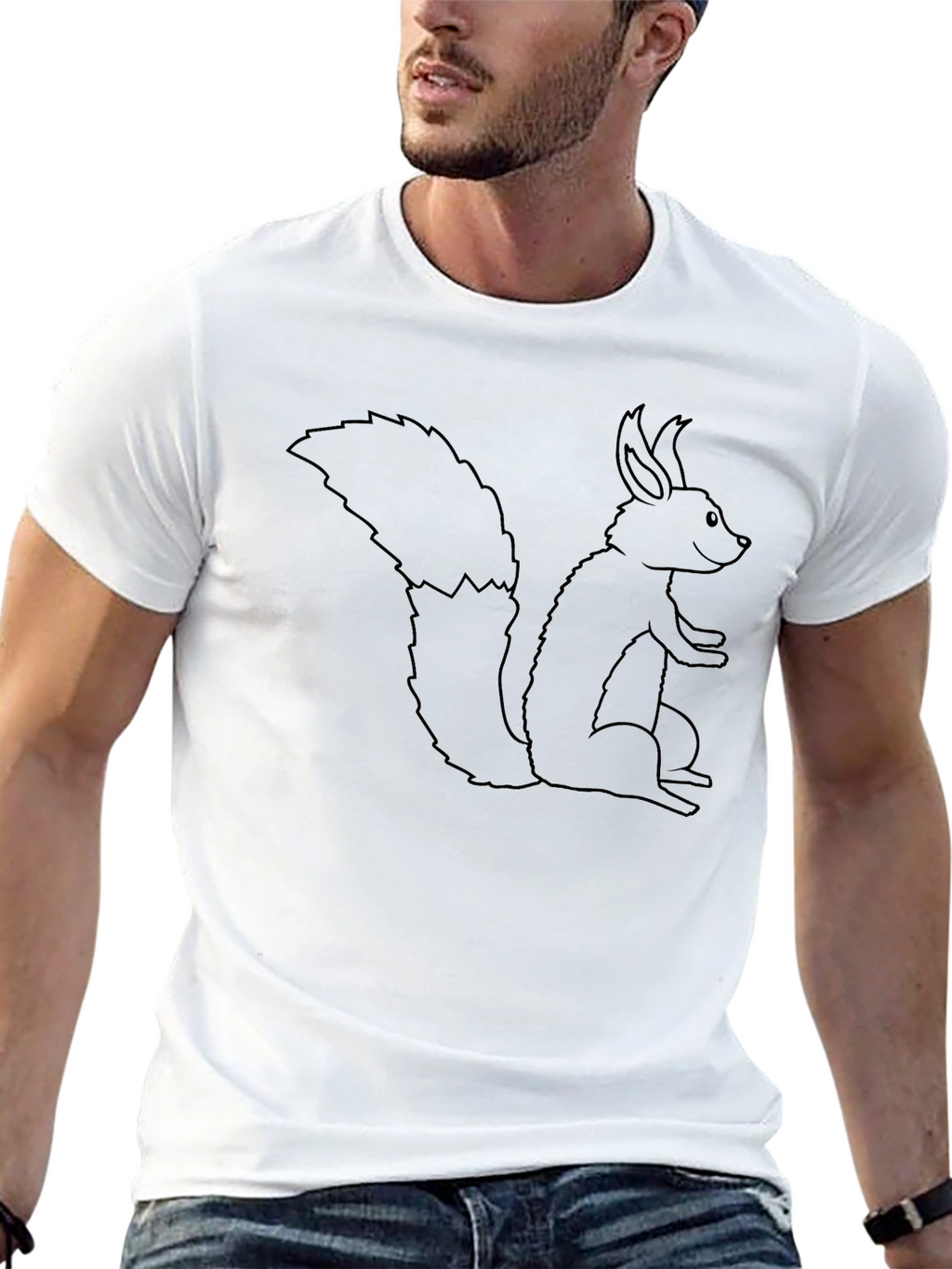 Squirrel Outline Tee - Classic Black Cotton