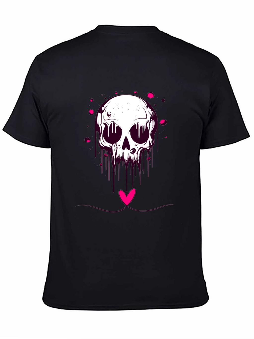 Edgy Skull Heart Graphic Tee - Black Cotton Blend