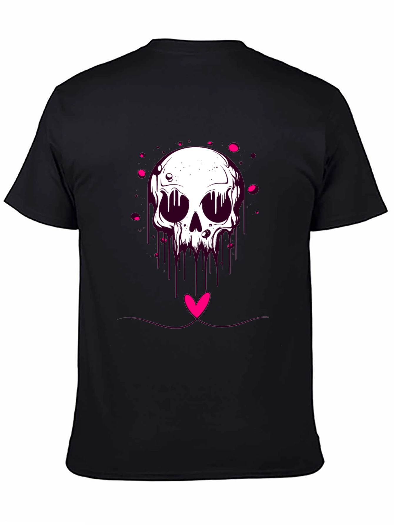 Edgy Skull Heart Graphic Tee - Black Cotton Blend