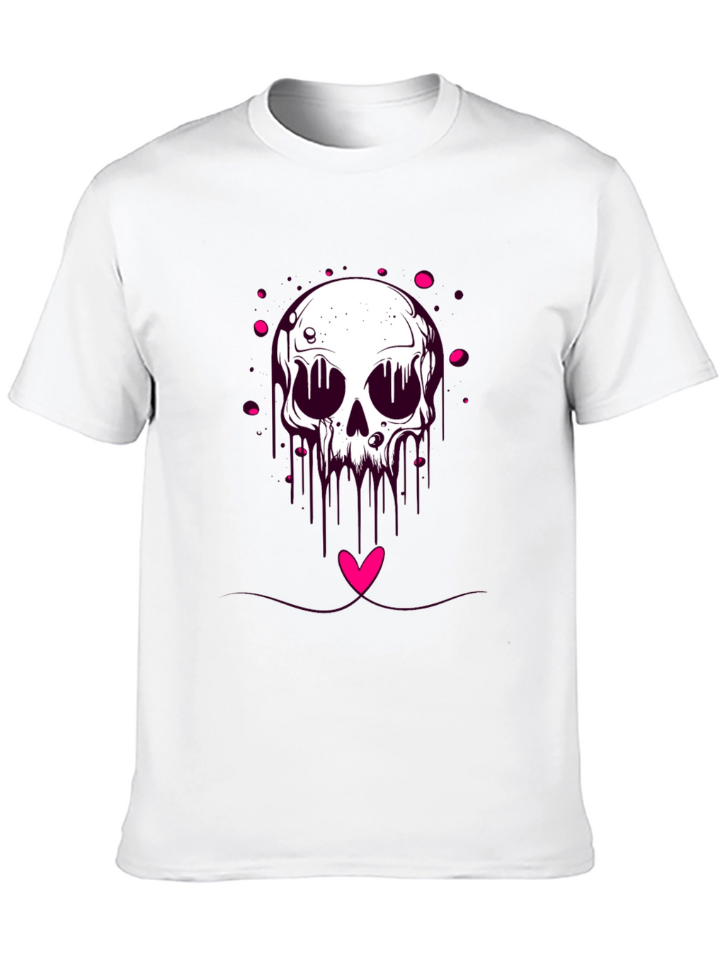 Edgy Skull Heart Graphic Tee - Black Cotton Blend