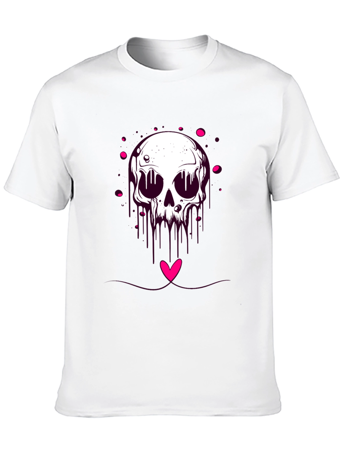 Edgy Skull Heart Graphic Tee - Black Cotton Blend